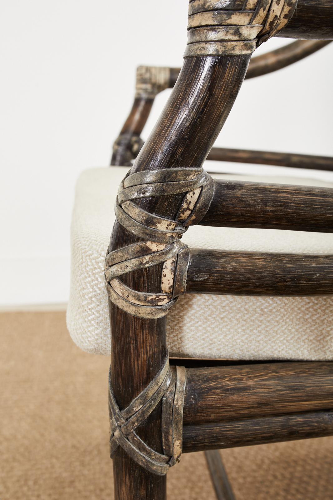 Set of Six McGuire Rattan Target Back Dining Chairs 2