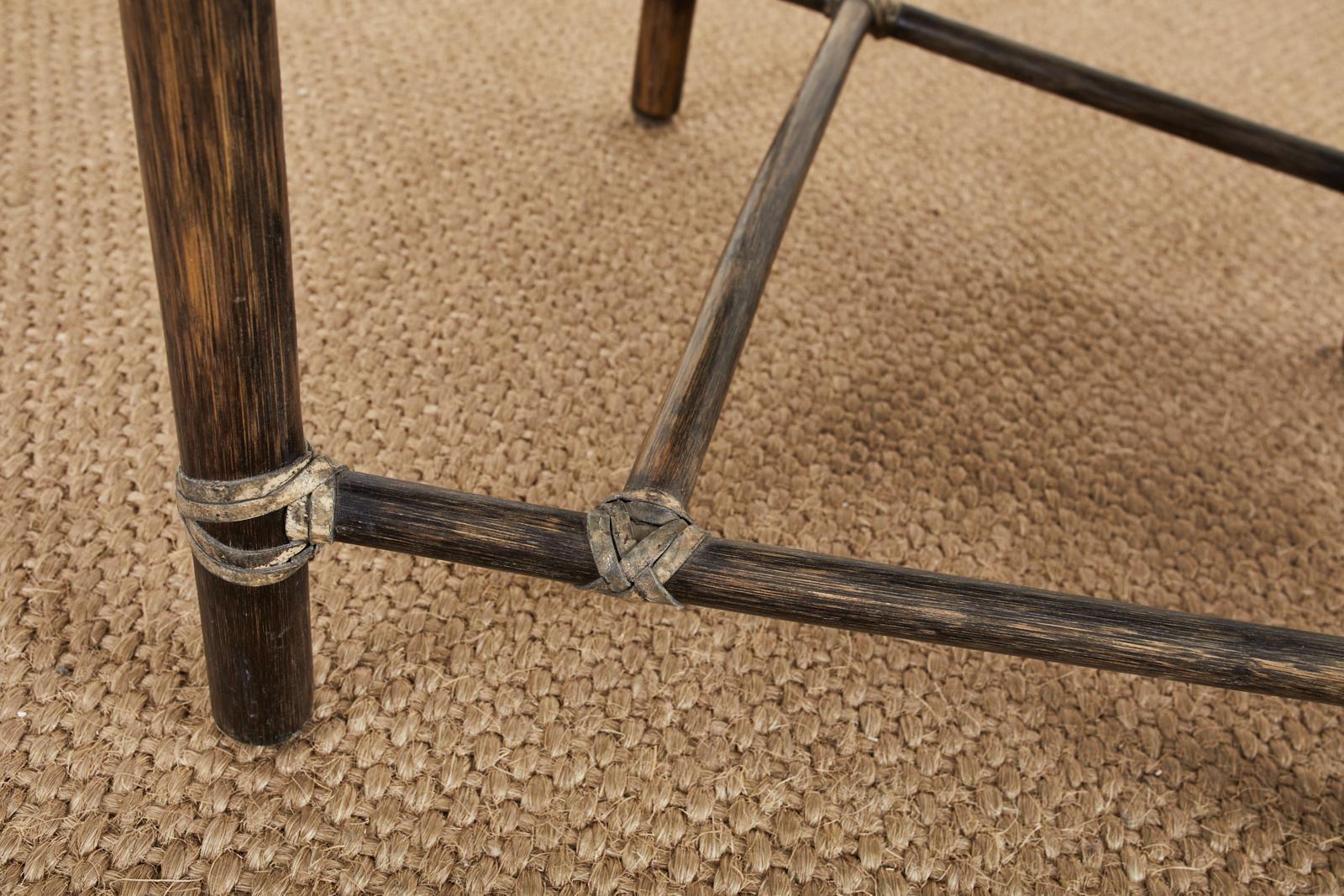 Set of Six McGuire Rattan Target Back Dining Chairs 3