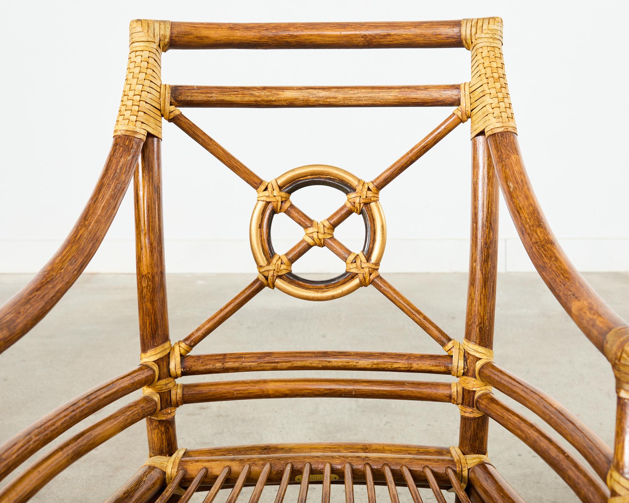Set of Six McGuire Rattan Target Design Dining Chairs 6