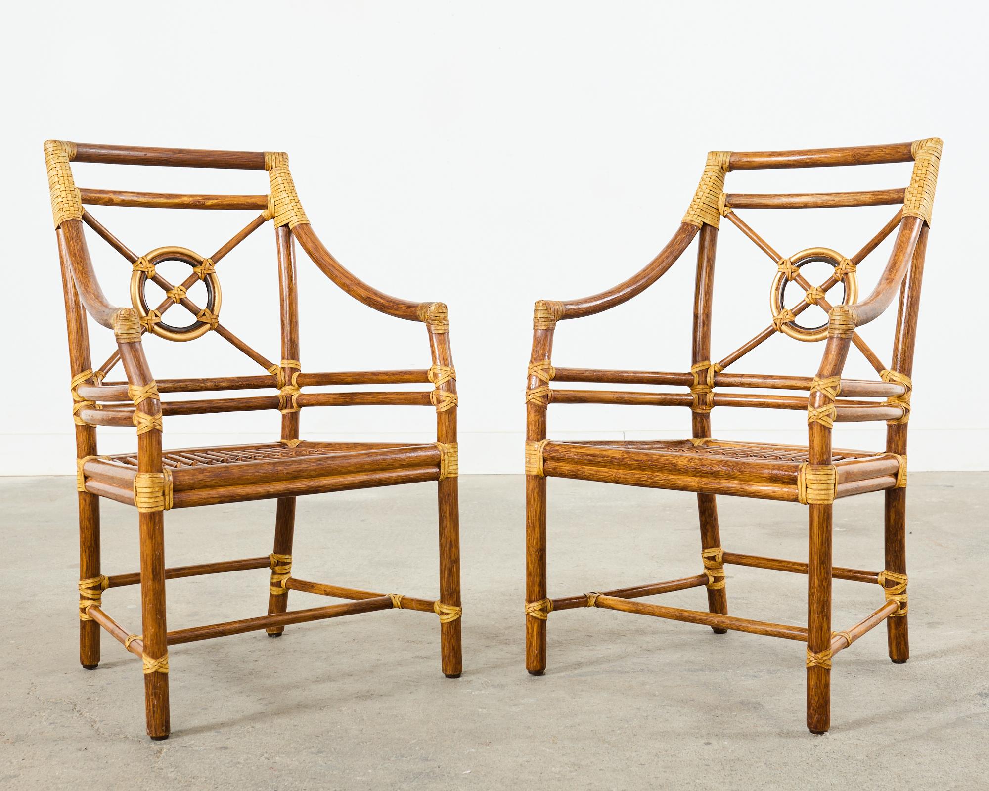 Cuir Ensemble de six chaises de salle à manger McGuire en rotin Design/One  en vente