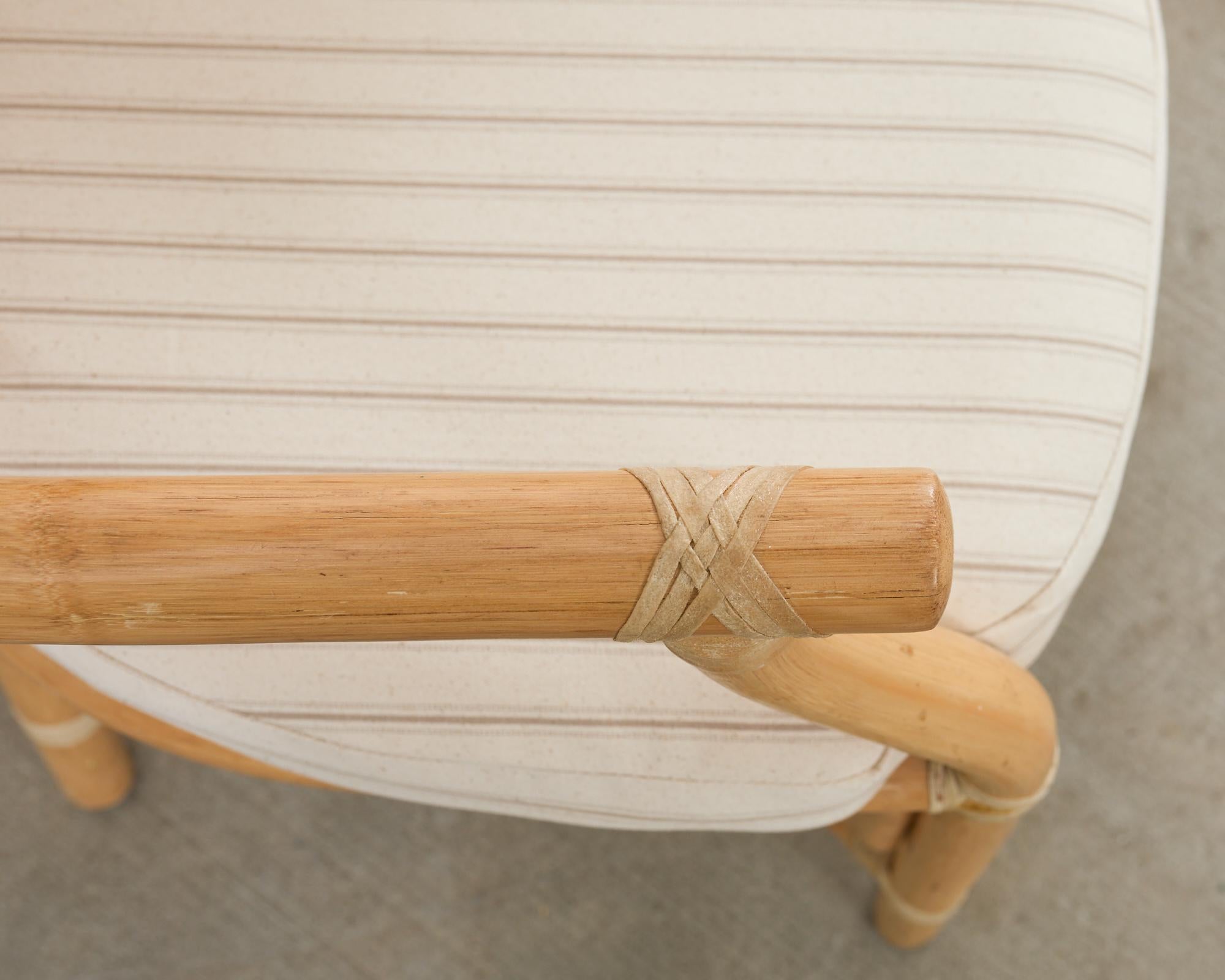 Set of Six McGuire Style Blonde Rattan Caned Dining Armchairs 2