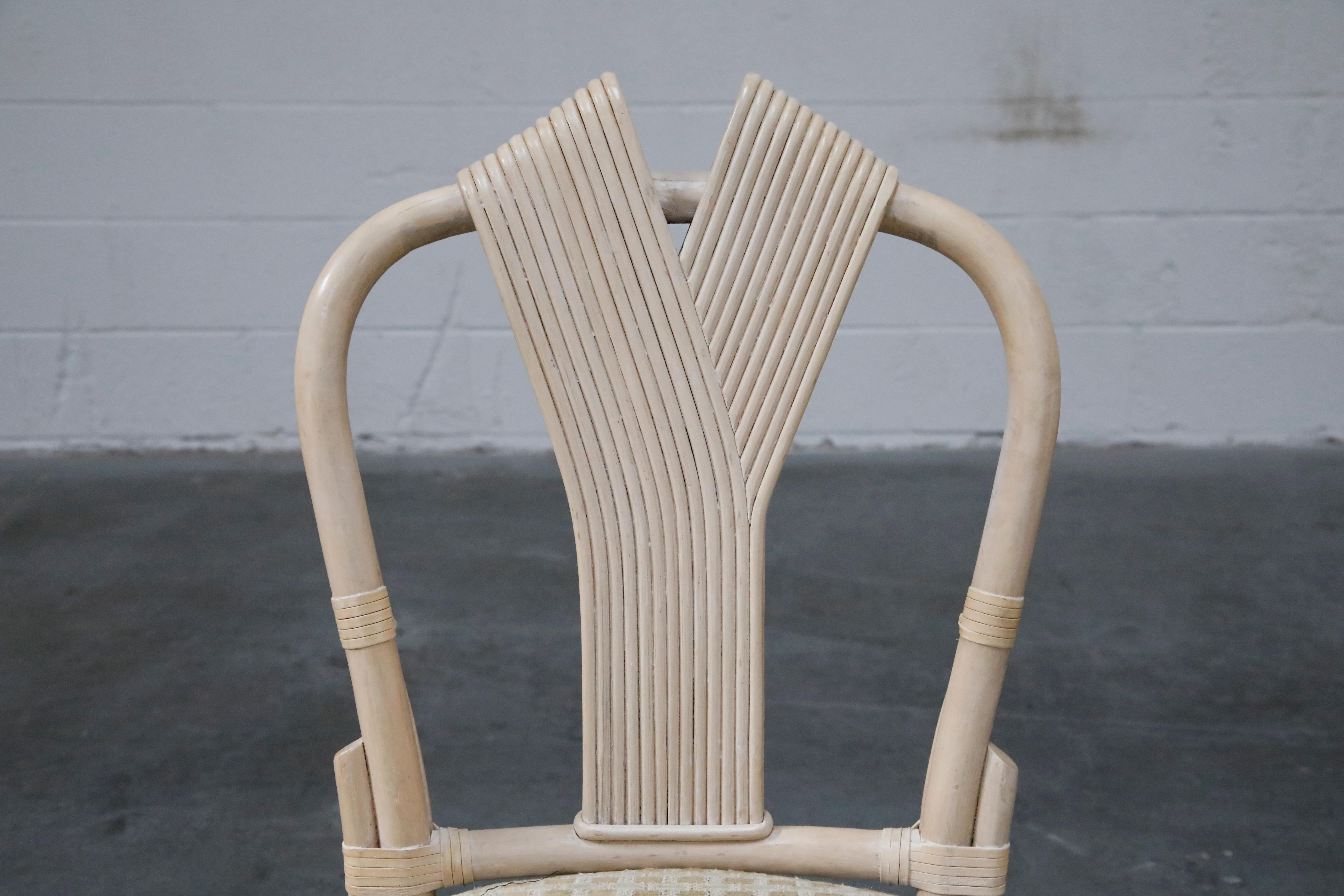 Set of Six McGuire Styled Rattan Ribbon Back Dining Chairs 3