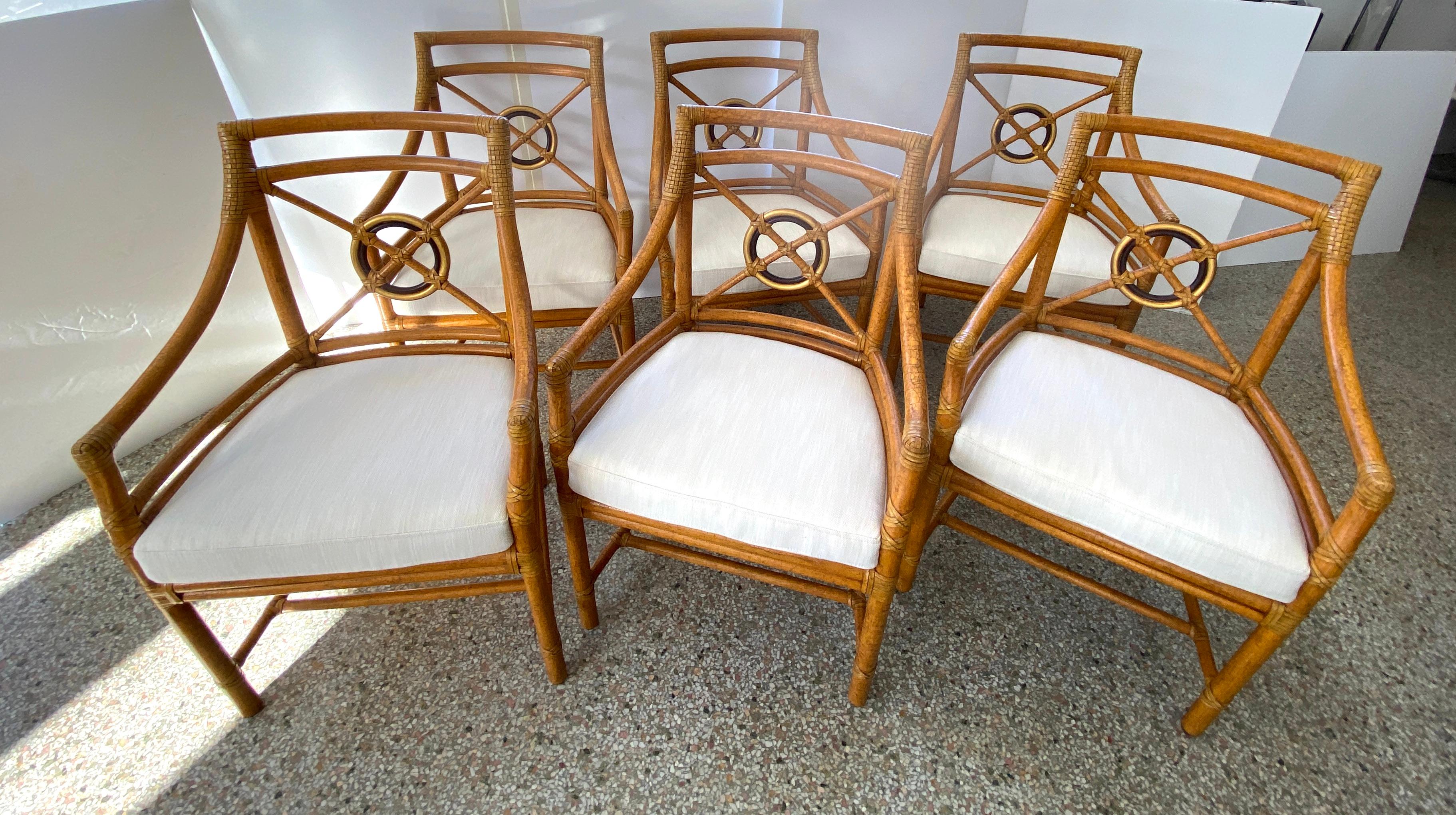 Set of six McGuire Target Arm Chairs 10