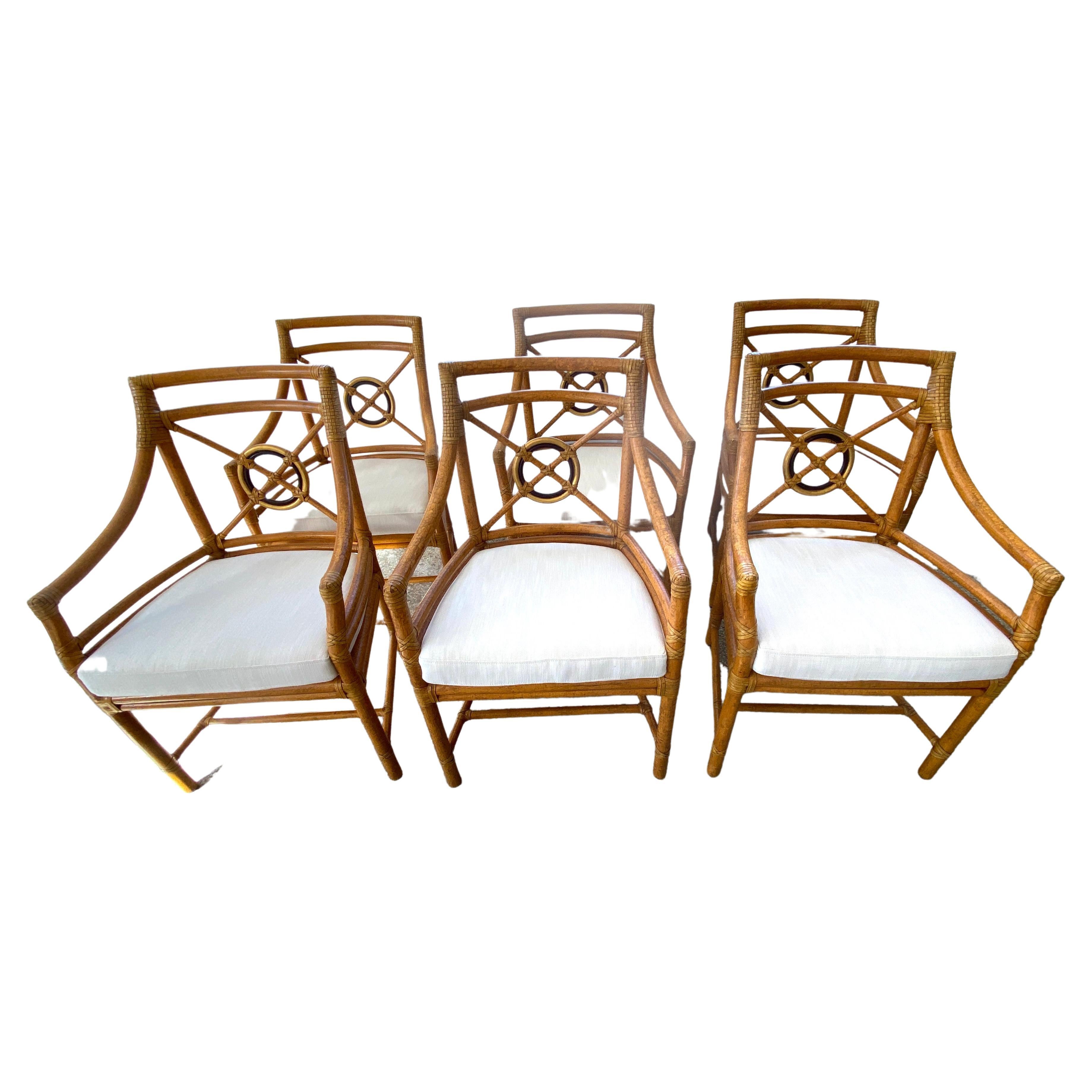 Set of six McGuire Target Arm Chairs