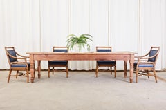 Set of Six McGuire Target Style Rattan Dining Armchairs