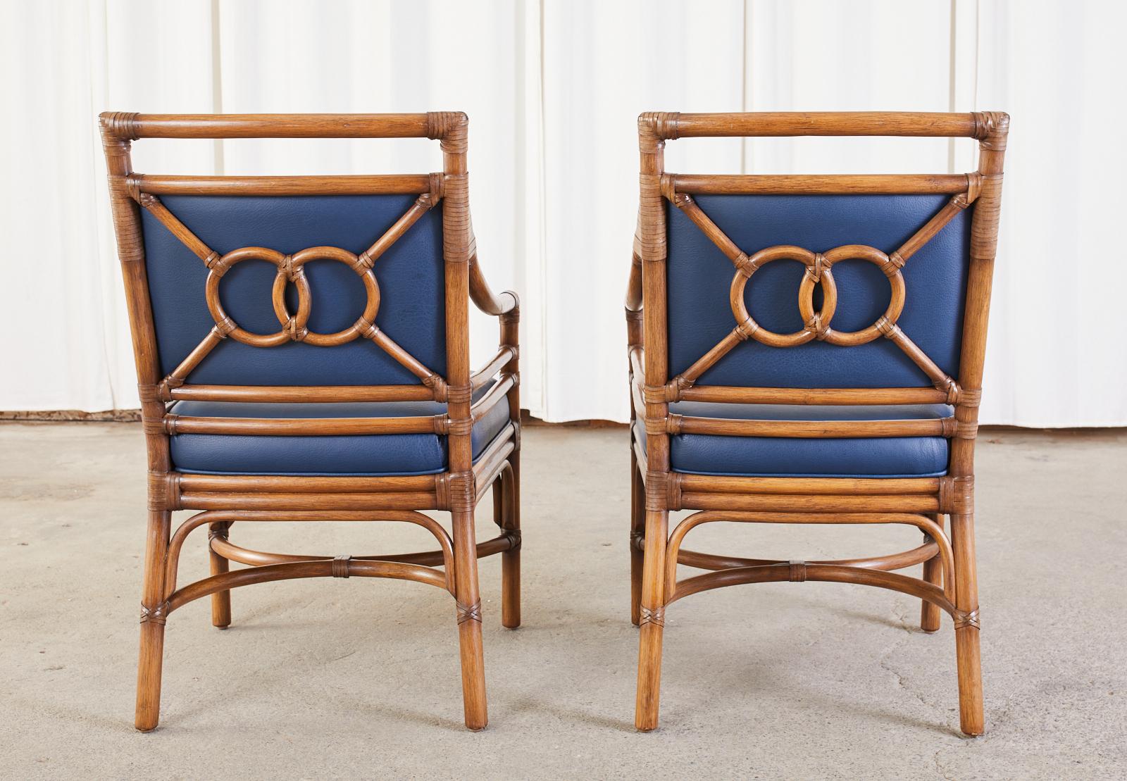 Set of Six McGuire Target Style Rattan Dining Armchairs 12