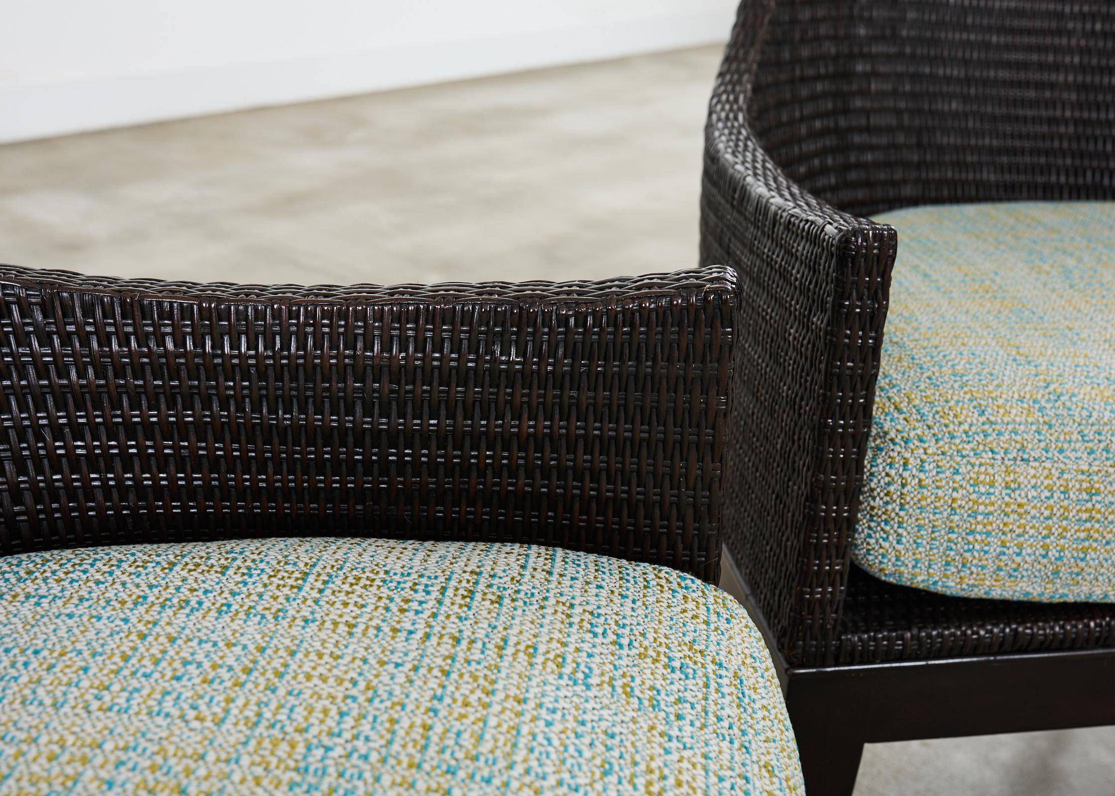 Set di sei poltrone da pranzo McGuire in canna di rattan intrecciato in vendita 3