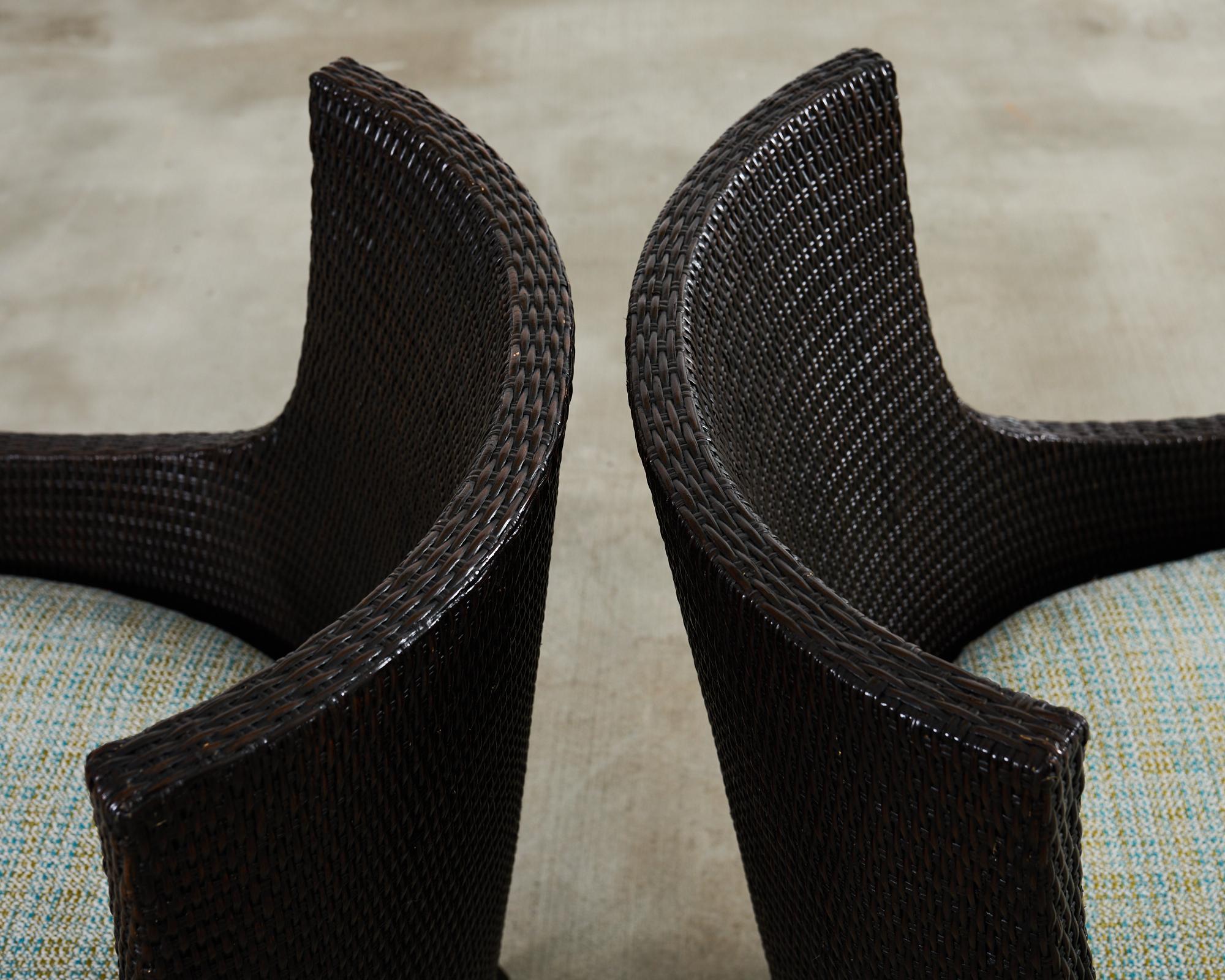 Set di sei poltrone da pranzo McGuire in canna di rattan intrecciato in vendita 7