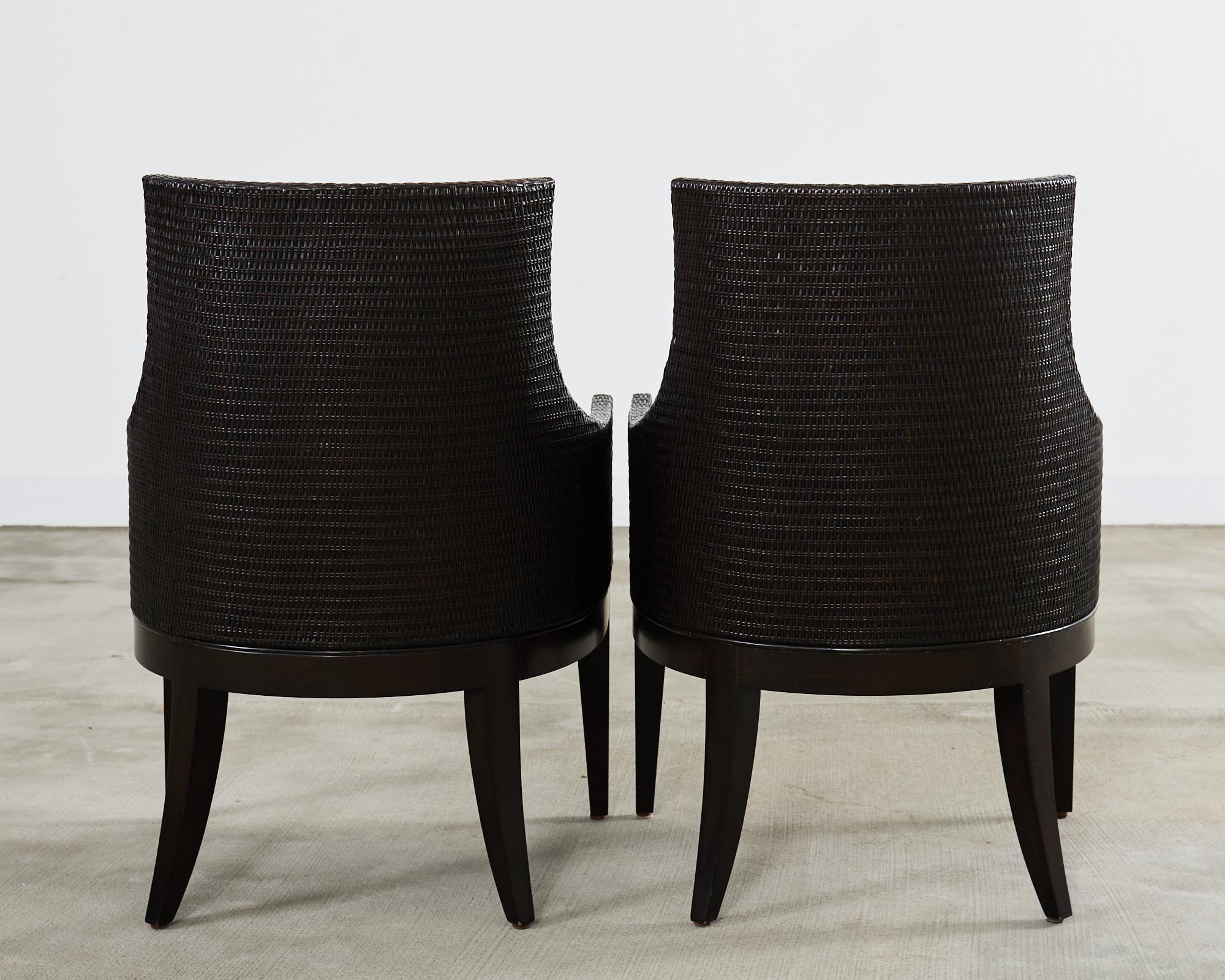 Set di sei poltrone da pranzo McGuire in canna di rattan intrecciato in vendita 9