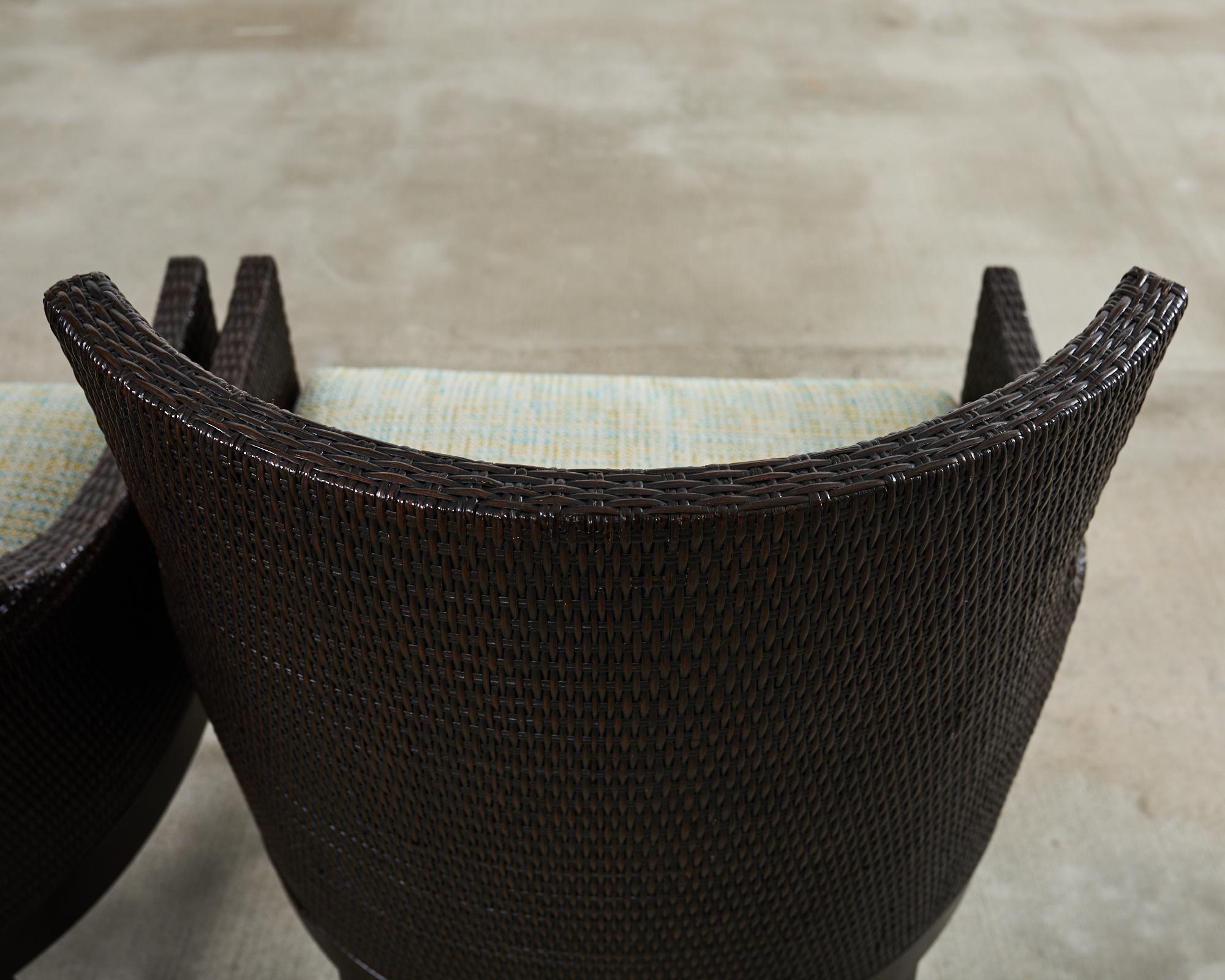 Set di sei poltrone da pranzo McGuire in canna di rattan intrecciato in vendita 10