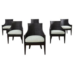 Ensemble de six fauteuils de salle à manger en rotin tissé McGuire