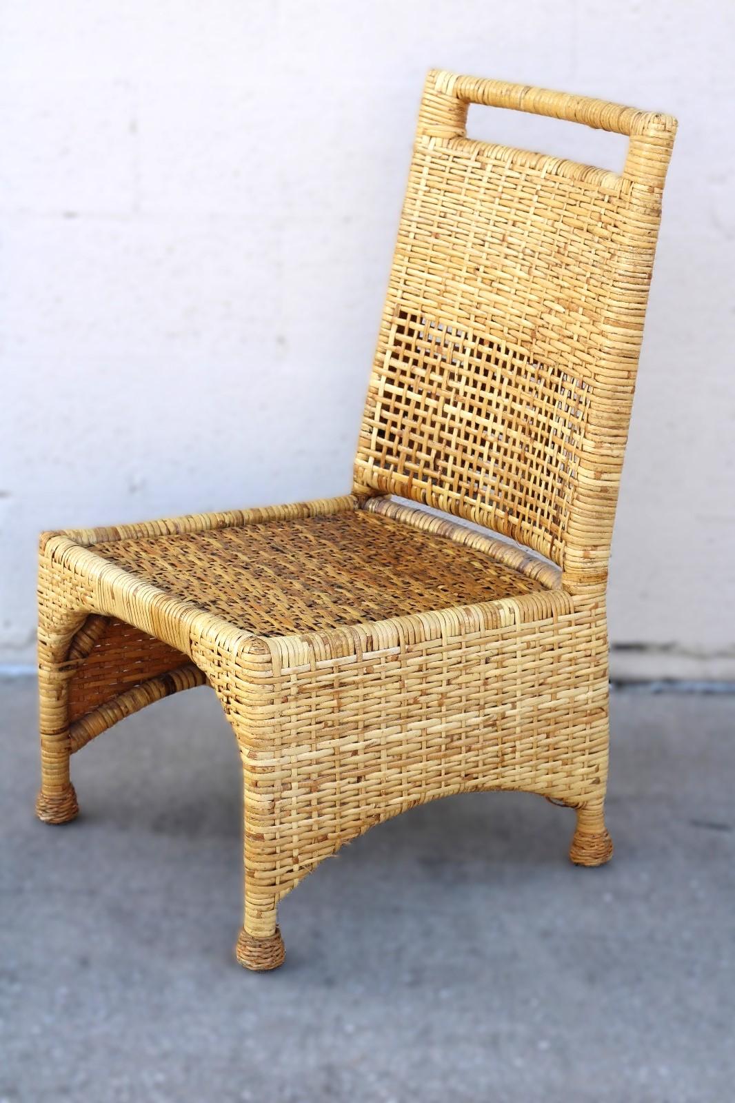 Set di sei sedie da pranzo McGuire in rattan intrecciato con buccia di legno in vendita 3