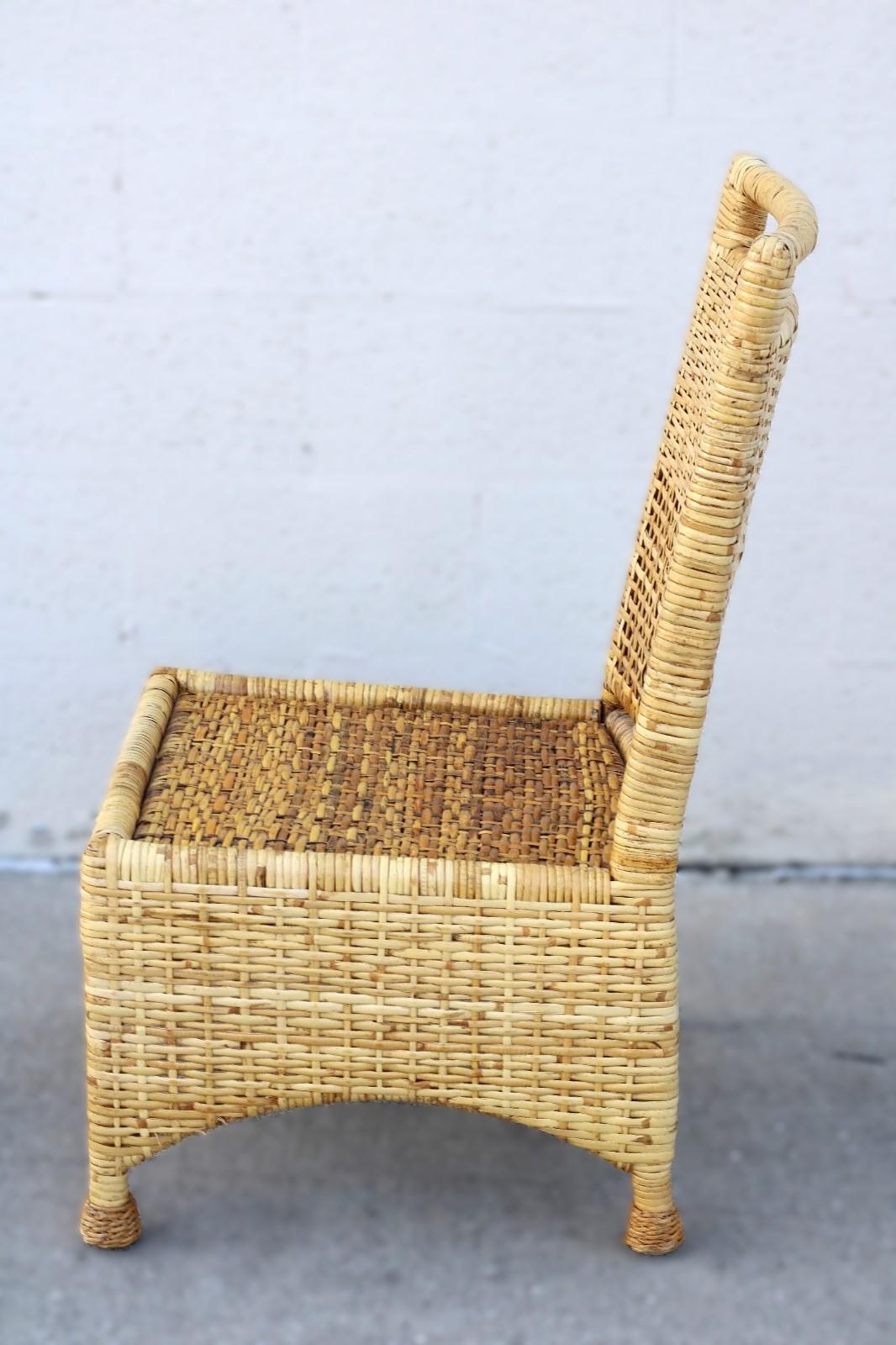 Set di sei sedie da pranzo McGuire in rattan intrecciato con buccia di legno in vendita 4