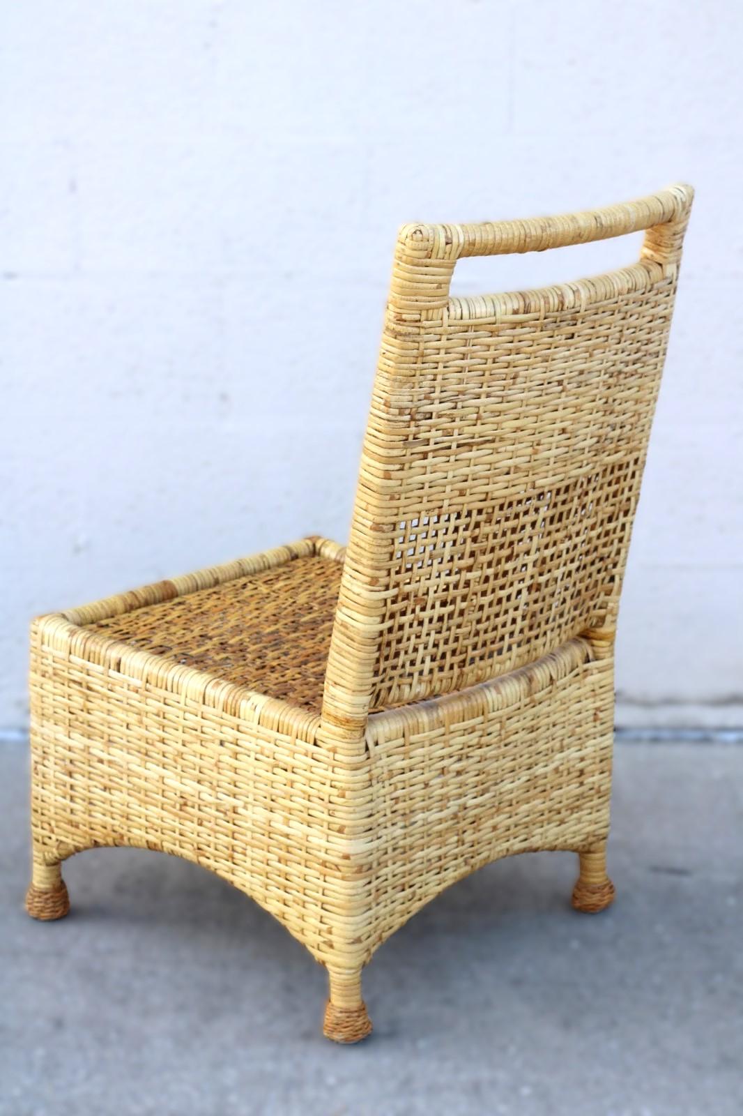 Set di sei sedie da pranzo McGuire in rattan intrecciato con buccia di legno in vendita 5
