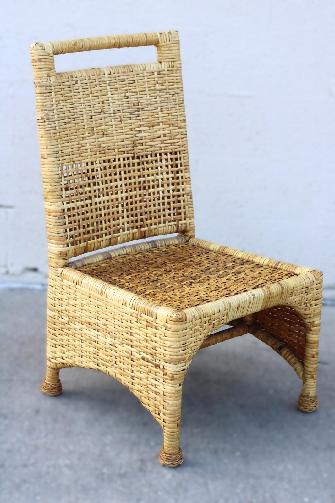 Set di sei sedie da pranzo McGuire in rattan intrecciato con buccia di legno in vendita 7