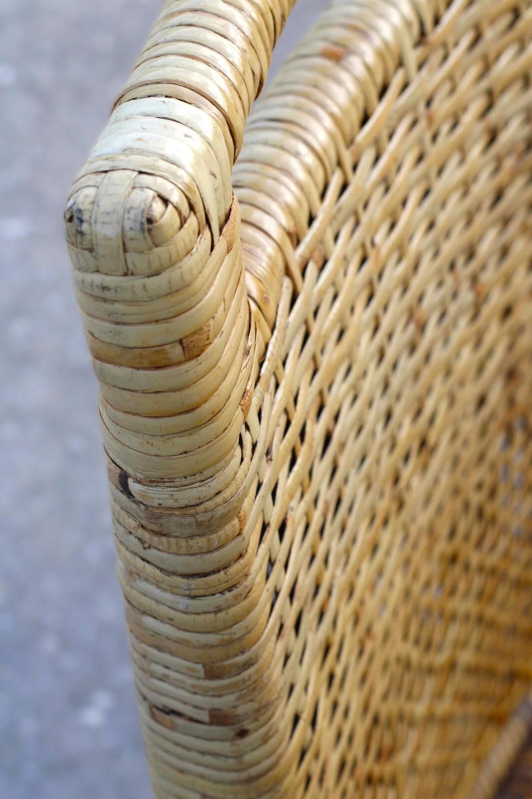 Set di sei sedie da pranzo McGuire in rattan intrecciato con buccia di legno in vendita 9