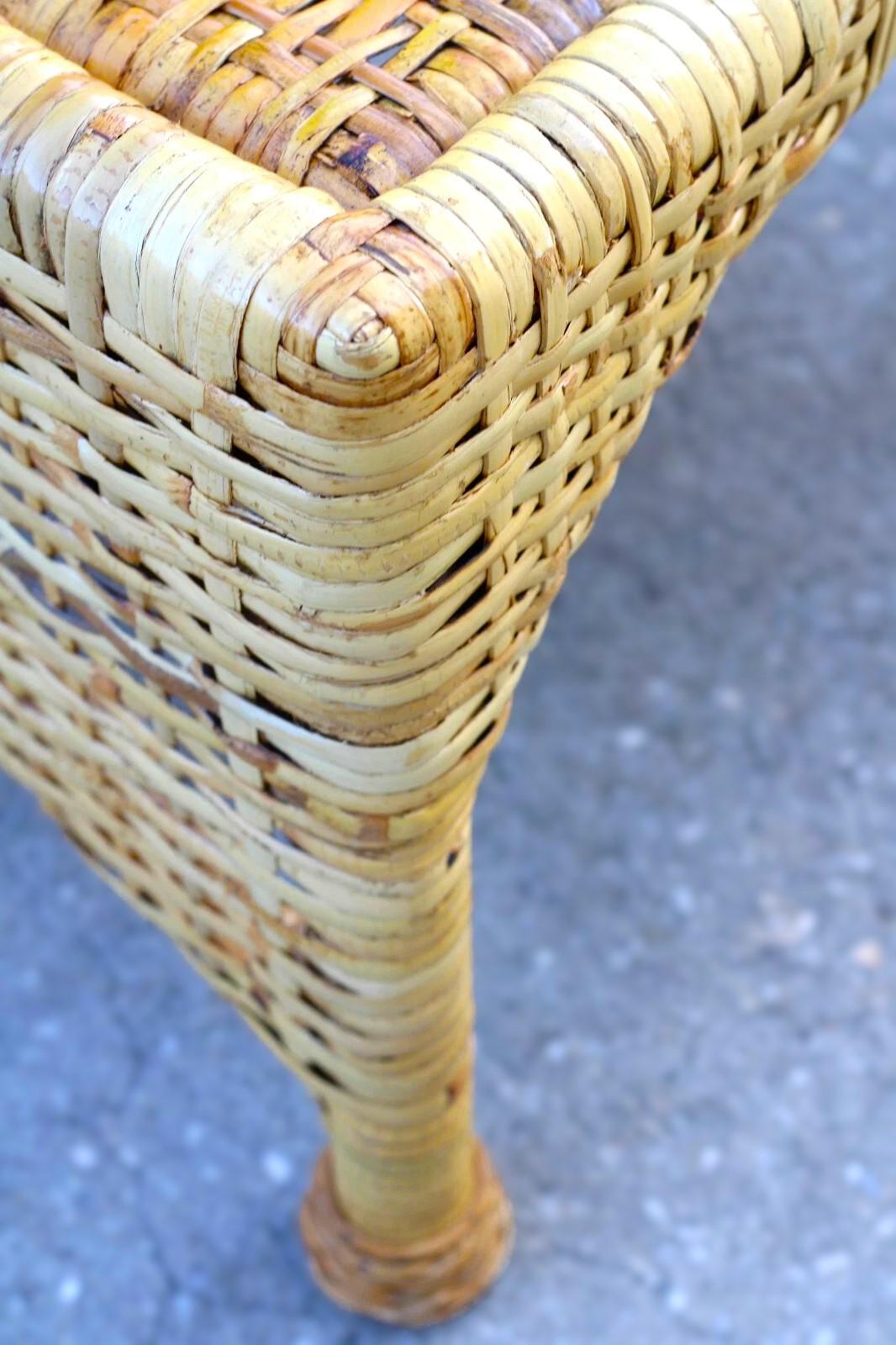 Set di sei sedie da pranzo McGuire in rattan intrecciato con buccia di legno in vendita 10