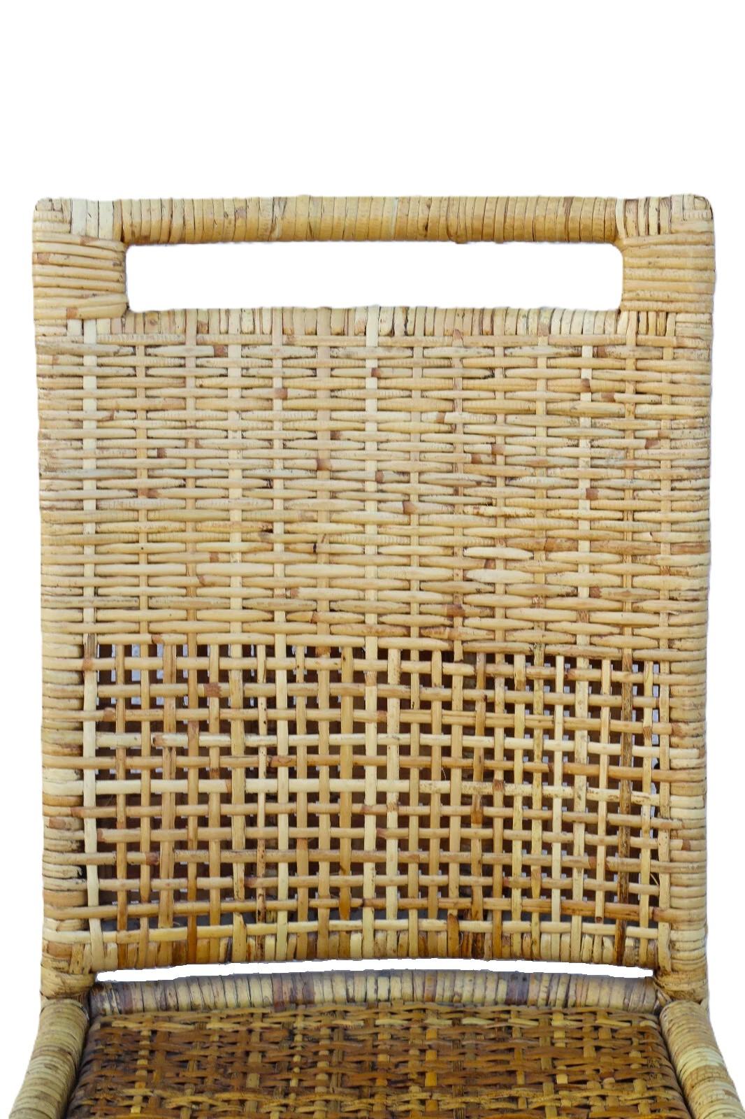 Set di sei sedie da pranzo McGuire in rattan intrecciato con buccia di legno in vendita 11
