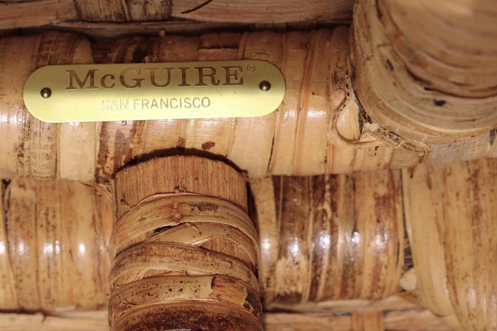 Set di sei sedie da pranzo McGuire in rattan intrecciato con buccia di legno in vendita 13