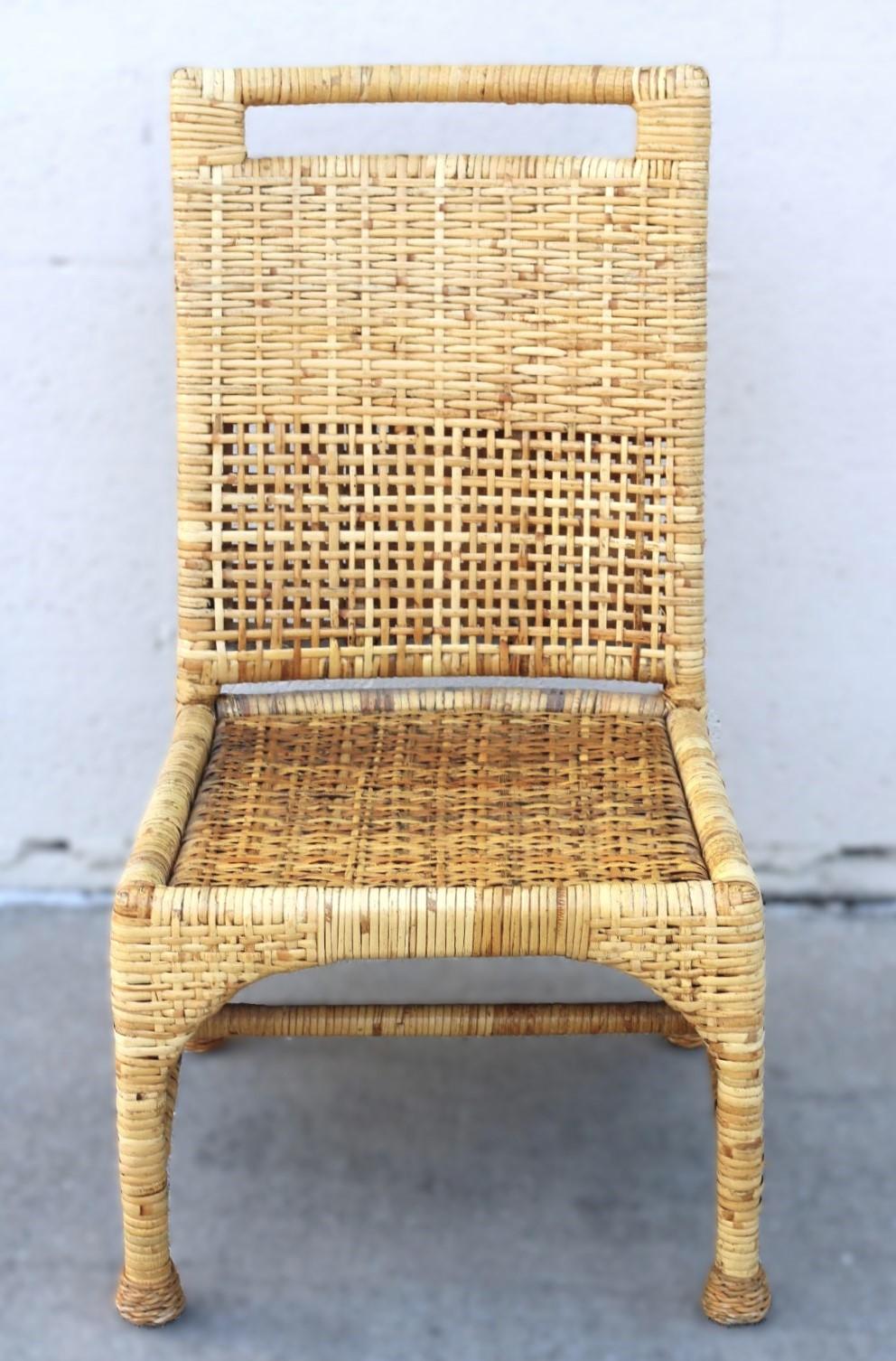 Set di sei sedie da pranzo McGuire in rattan intrecciato con buccia di legno in vendita 2