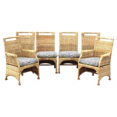 Set of Six McGuire Woven Rattan Peel Dining Chairs