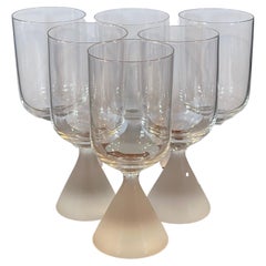 Set of Six MCM "EKE1" Water / Wine Glasses with Frosted Base by Ekenas of Sweden