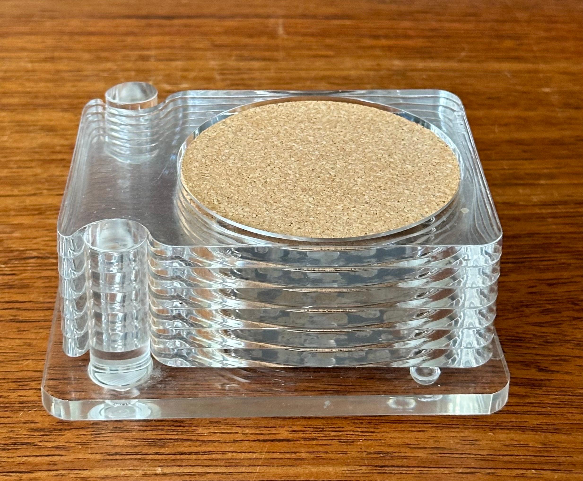 Mid-Century Modern Set of Six MCM Lucite Coasters For Sale