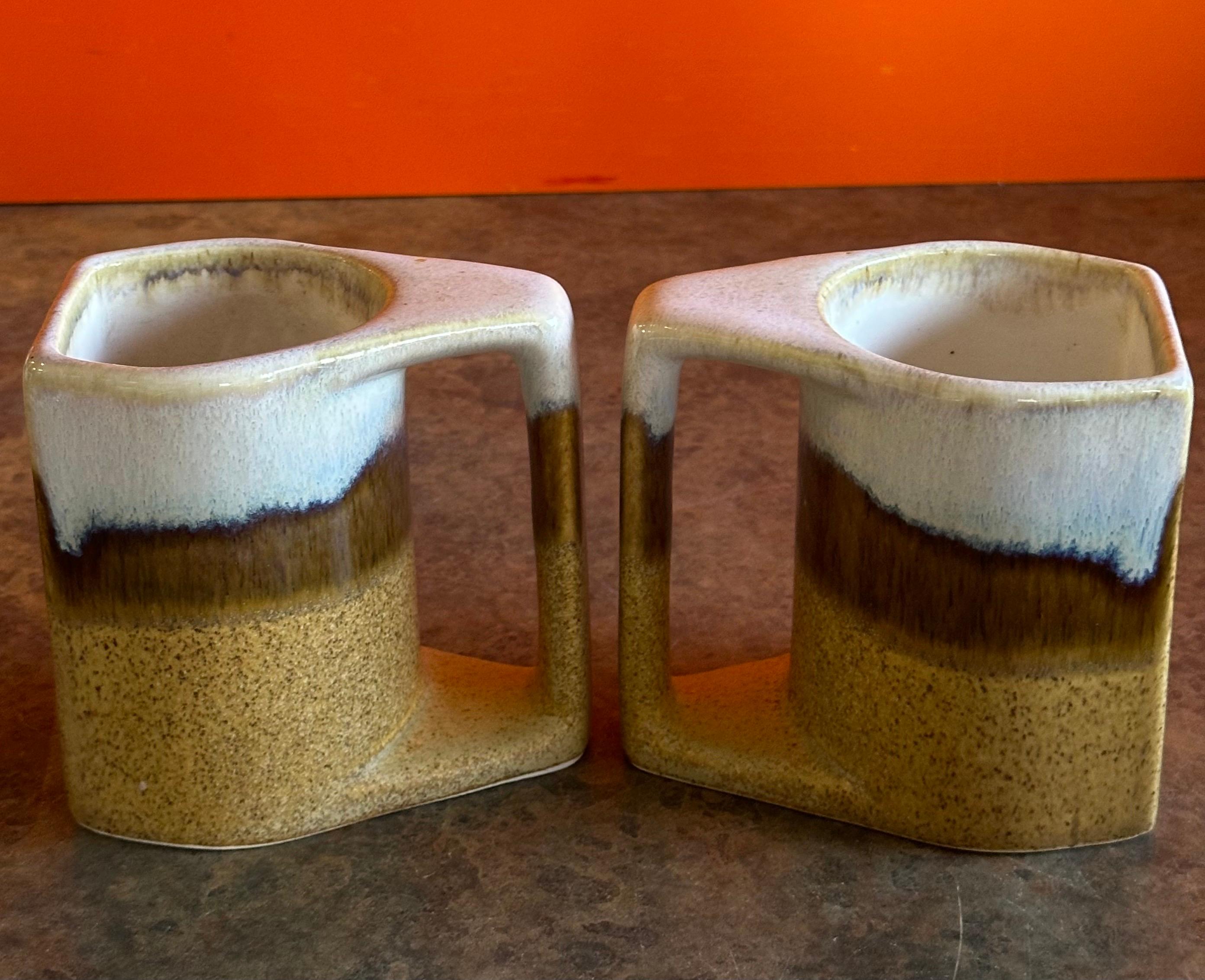 Set of Six MCM Stoneware Drip Glaze Mugs by Rodolfo Padilla For Sale 1