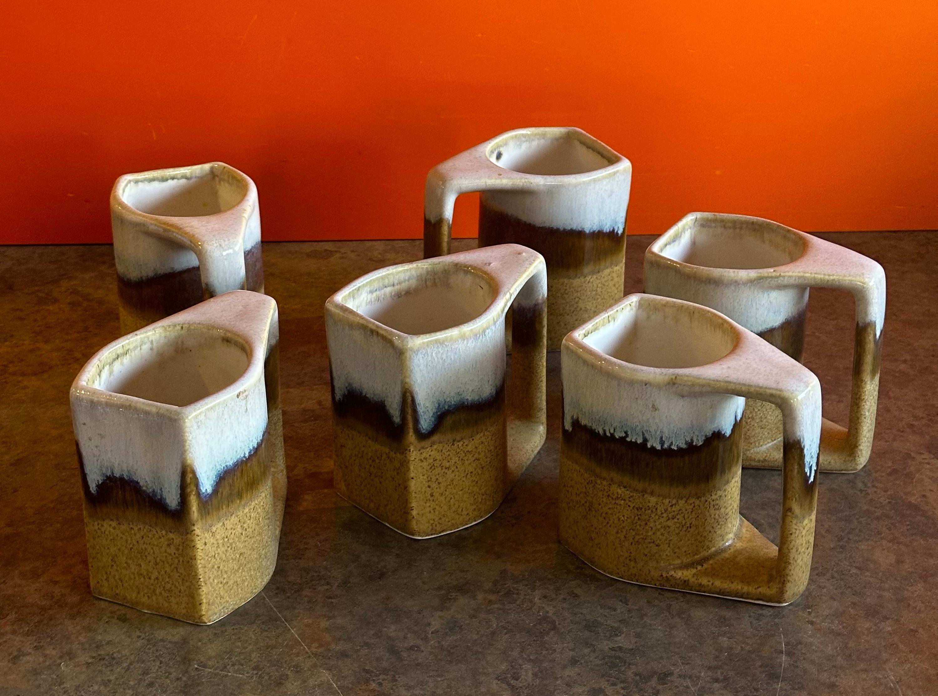 Set of Six MCM Stoneware Drip Glaze Mugs by Rodolfo Padilla For Sale 7