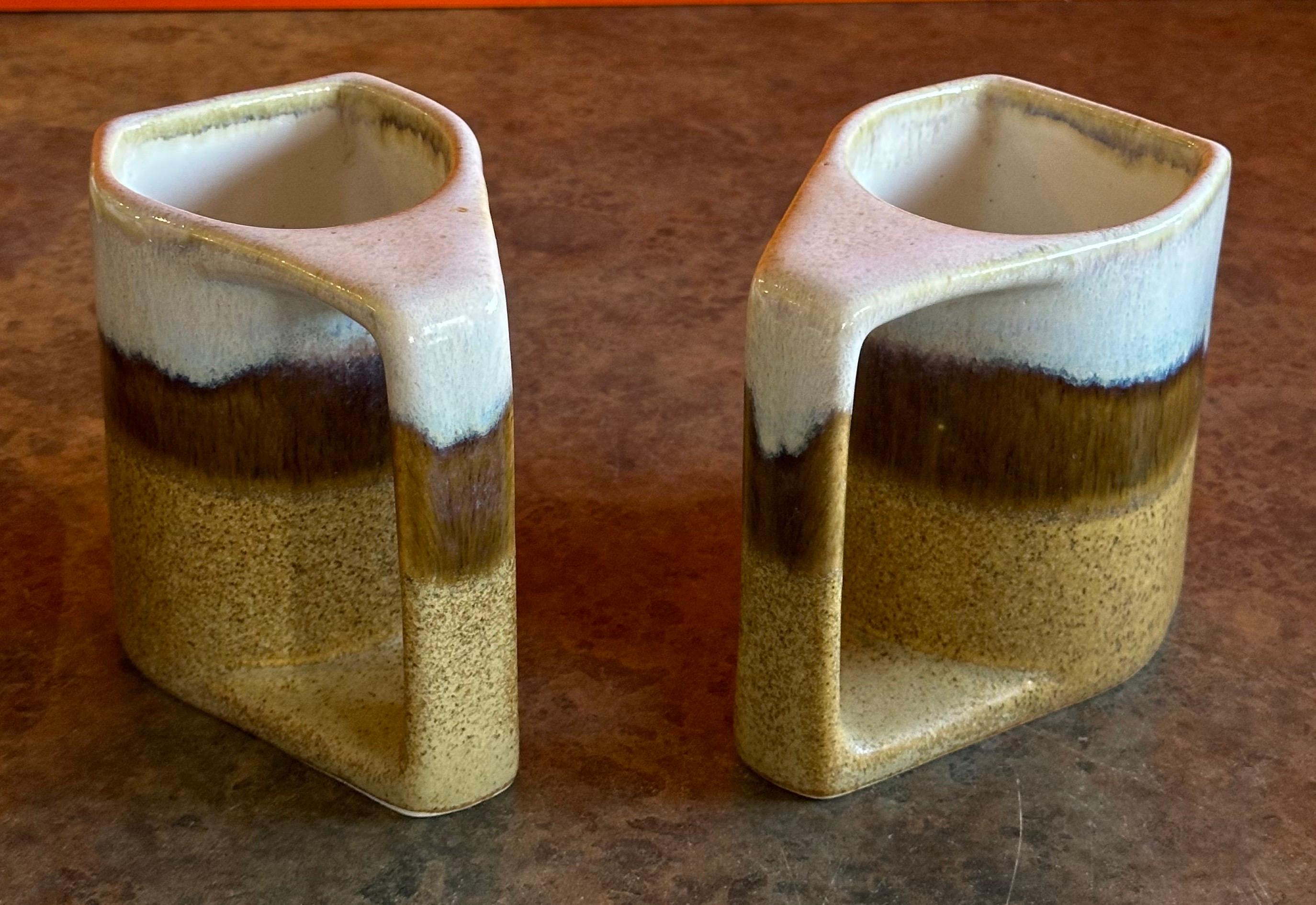 20th Century Set of Six MCM Stoneware Drip Glaze Mugs by Rodolfo Padilla For Sale