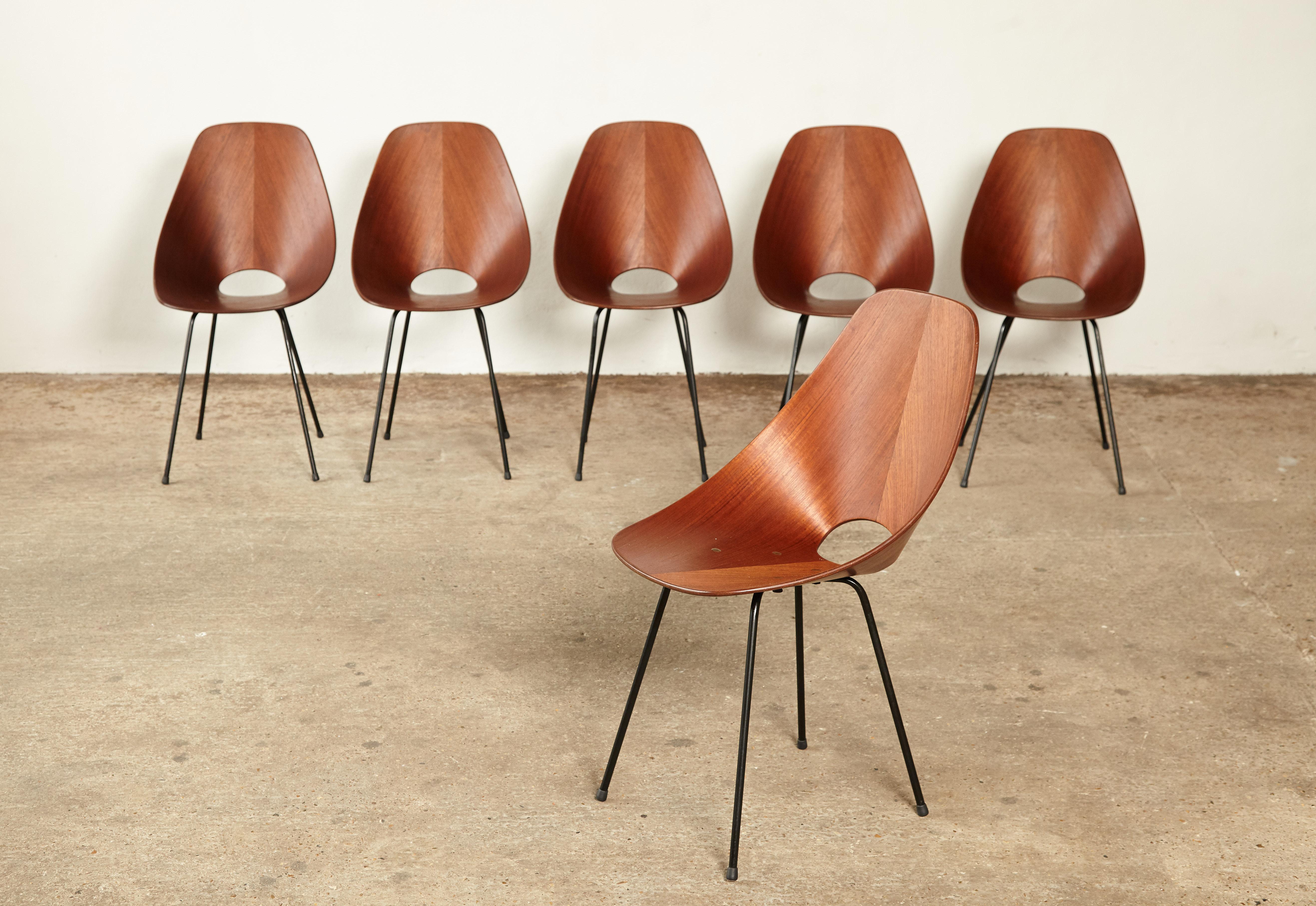 20th Century Set of Six Medea Chairs by Vittorio Nobili for Fratelli Tagliabue, Italy, 1950s