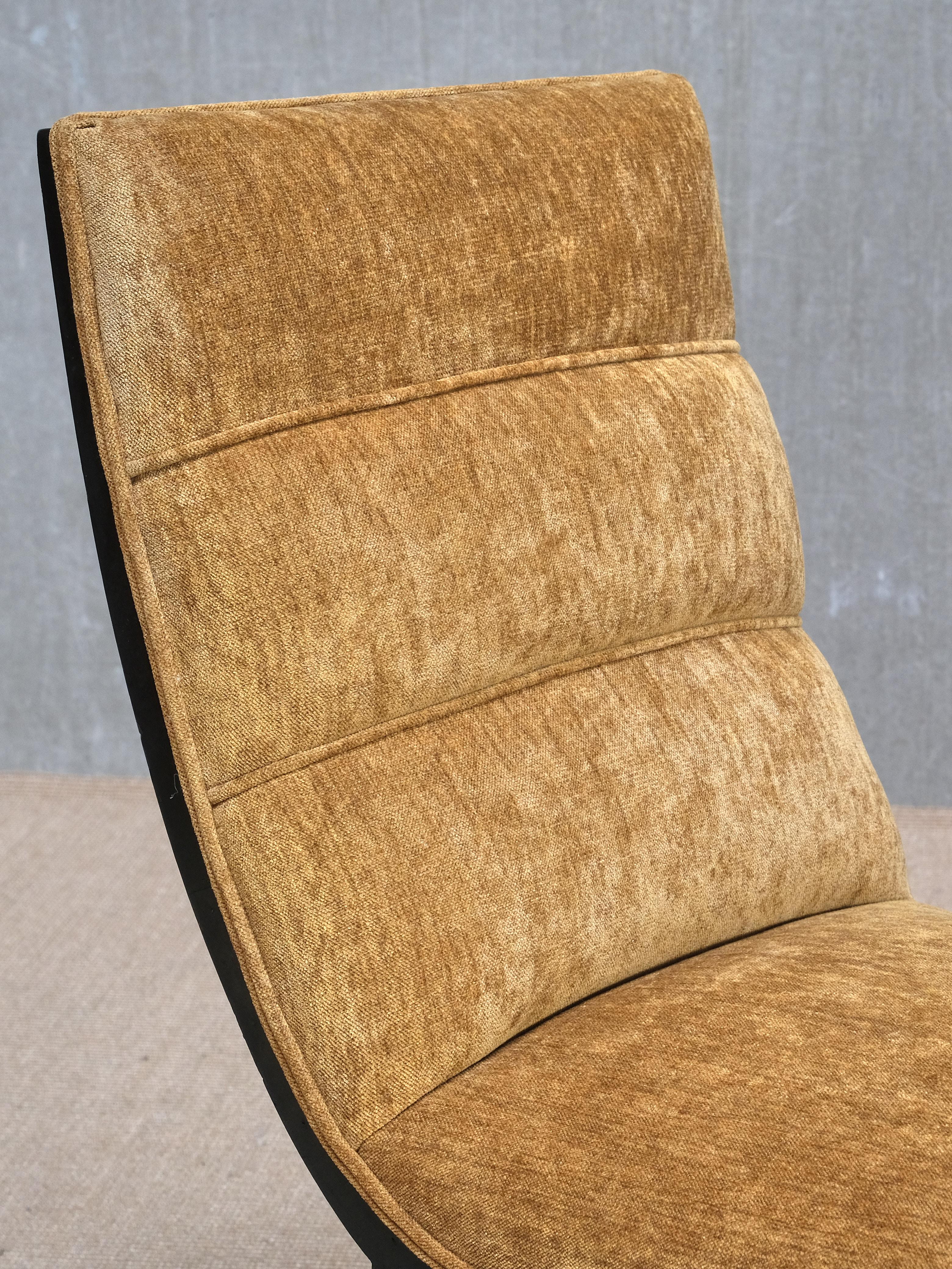 Set of Six Melchiorre Bega Dining Chairs, Lacquered Wood, Chenille, Italy, 1930s im Angebot 4