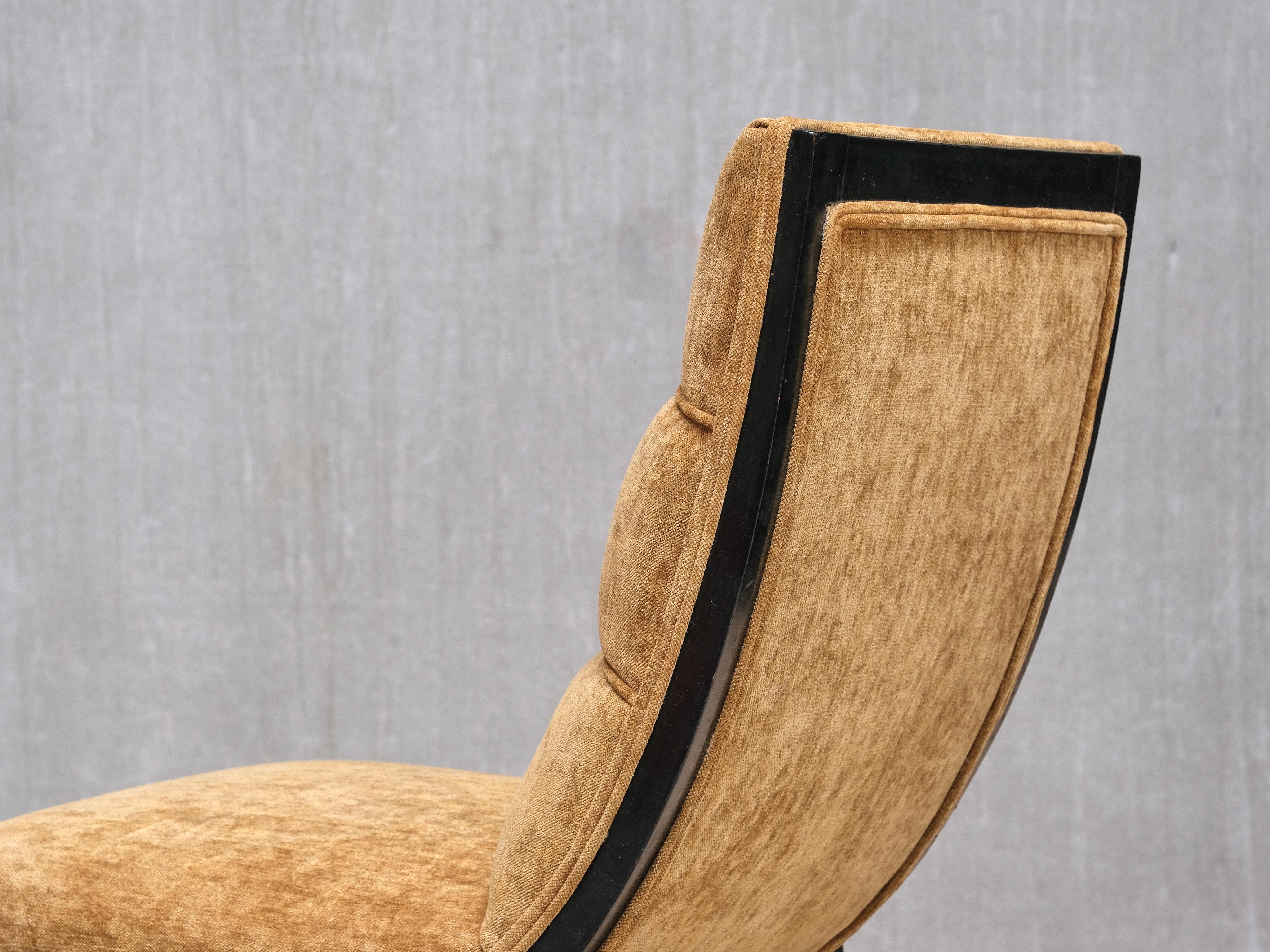 Set of Six Melchiorre Bega Dining Chairs, Lacquered Wood, Chenille, Italy, 1930s im Angebot 7