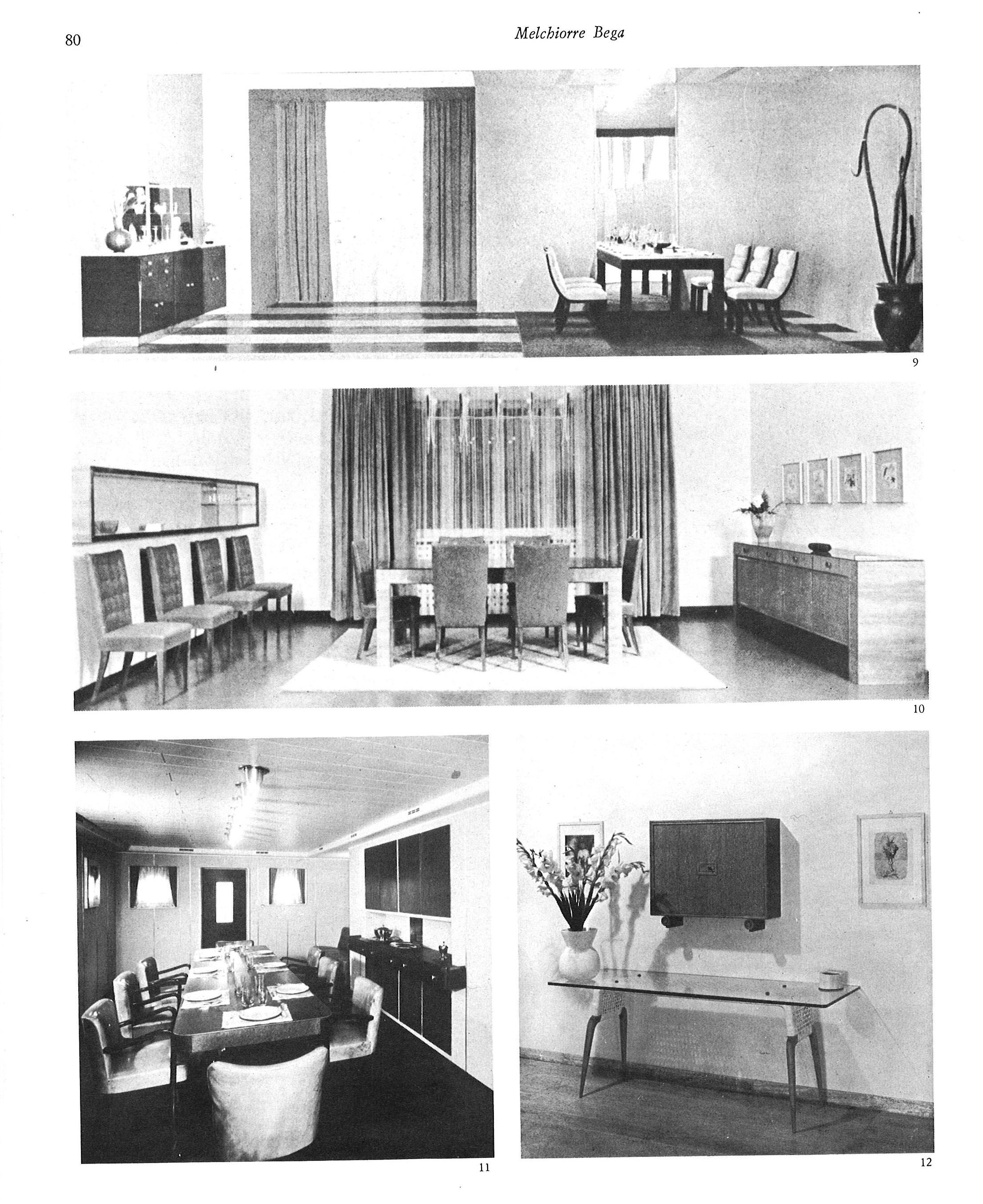 Set of Six Melchiorre Bega Dining Chairs, Lacquered Wood, Chenille, Italy, 1930s im Angebot 10