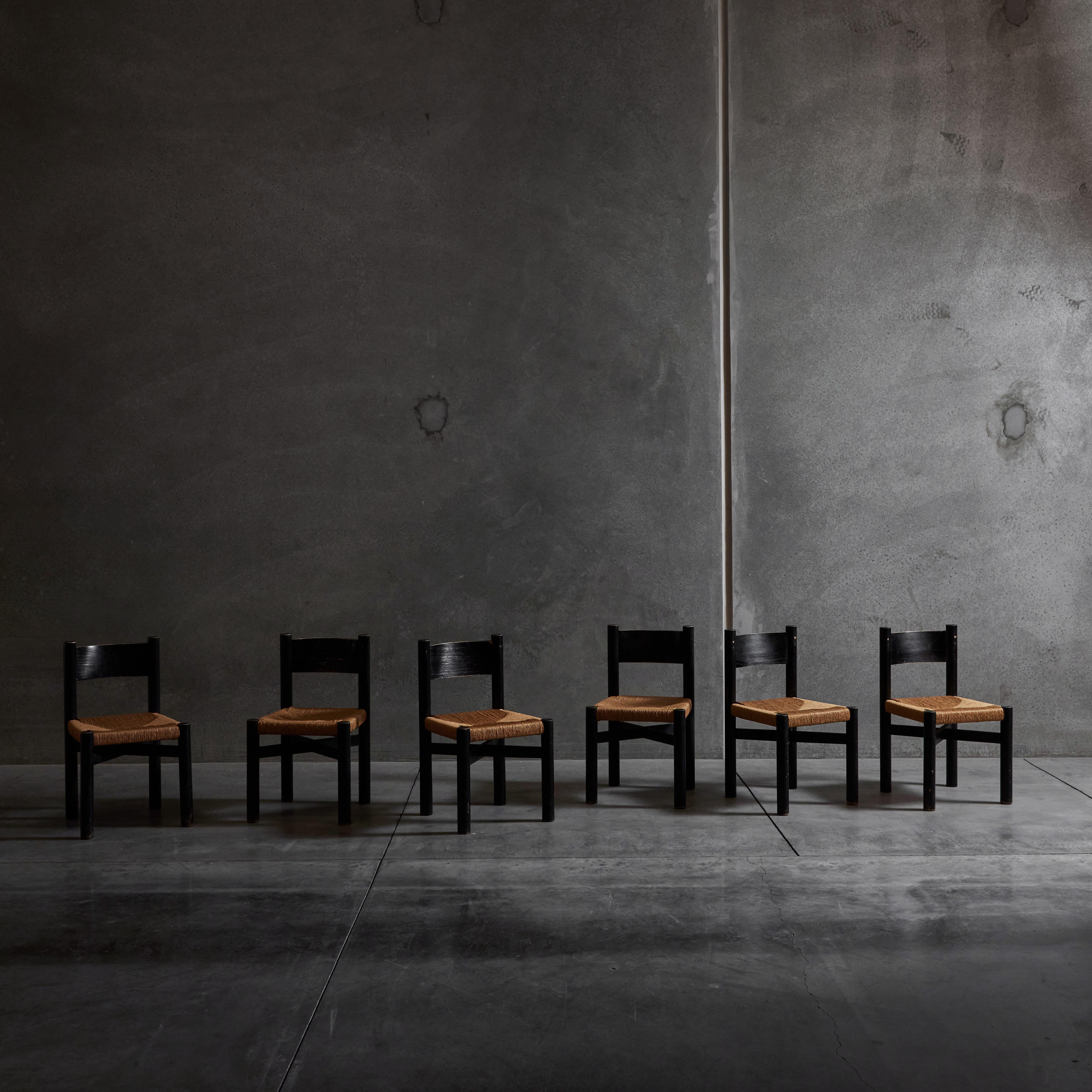 Satz von sechs „Meribel“-Stühlen von Charlotte Perriand im Zustand „Gut“ im Angebot in Los Angeles, CA