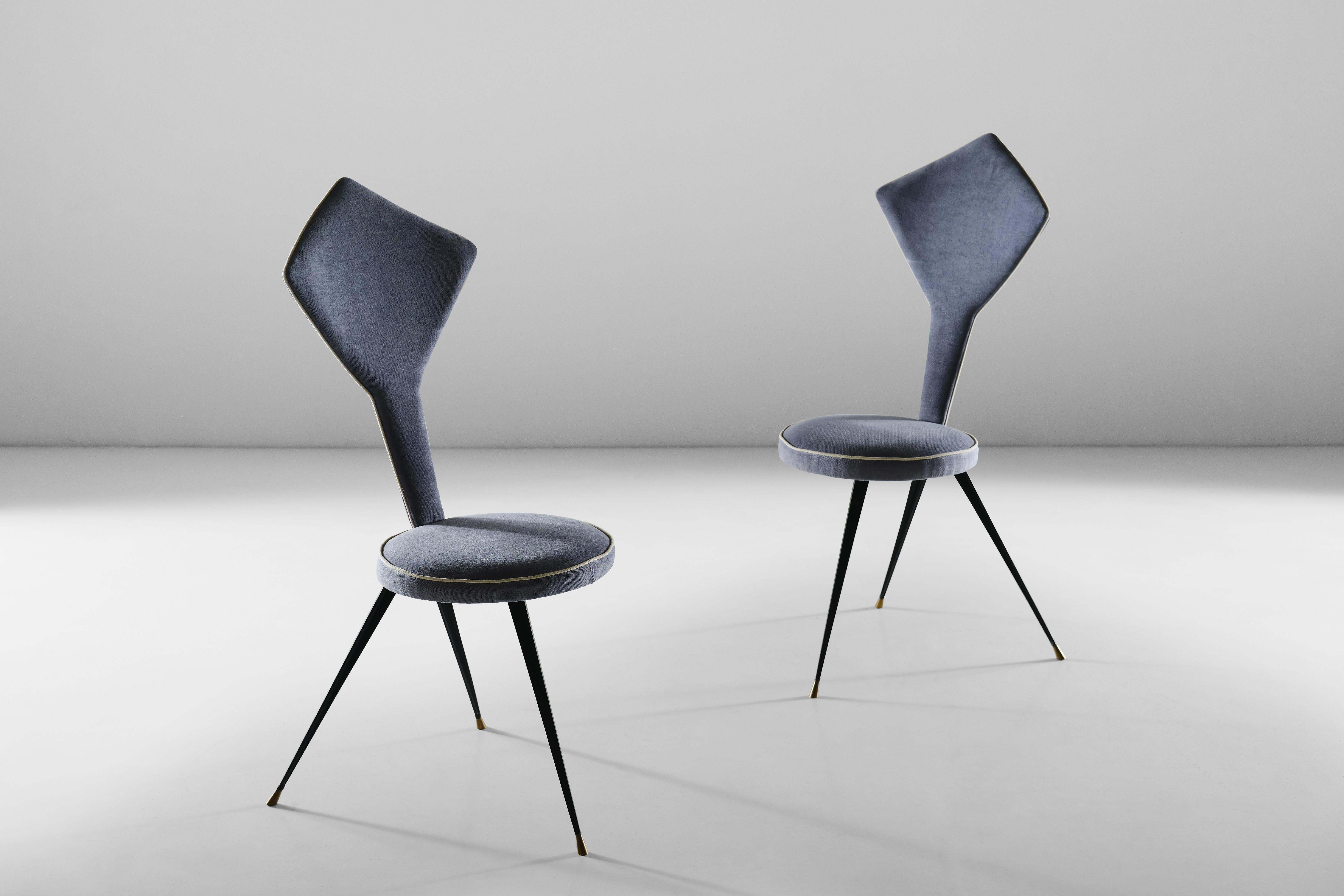 Late 20th Century Set of six metal and fabric tripod chairs - Italian Design  - 1970 circa