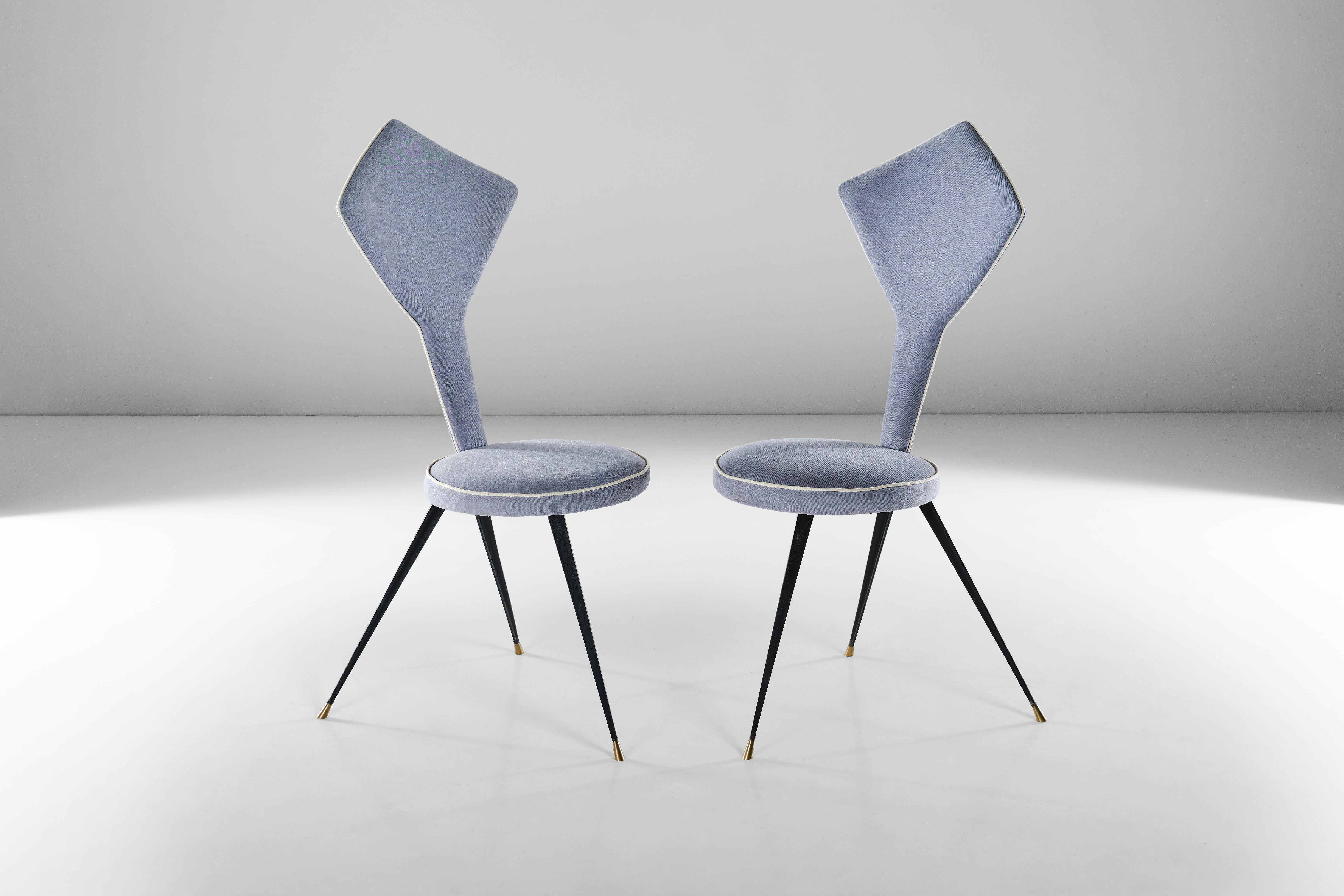 Set of six metal and fabric tripod chairs - Italian Design  - 1970 circa 2