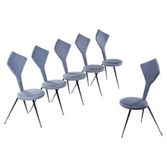 Set of six metal and fabric tripod chairs - Italian Design  - 1970 circa