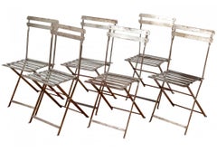 Ensemble de six chaises de jardin pliantes en métal