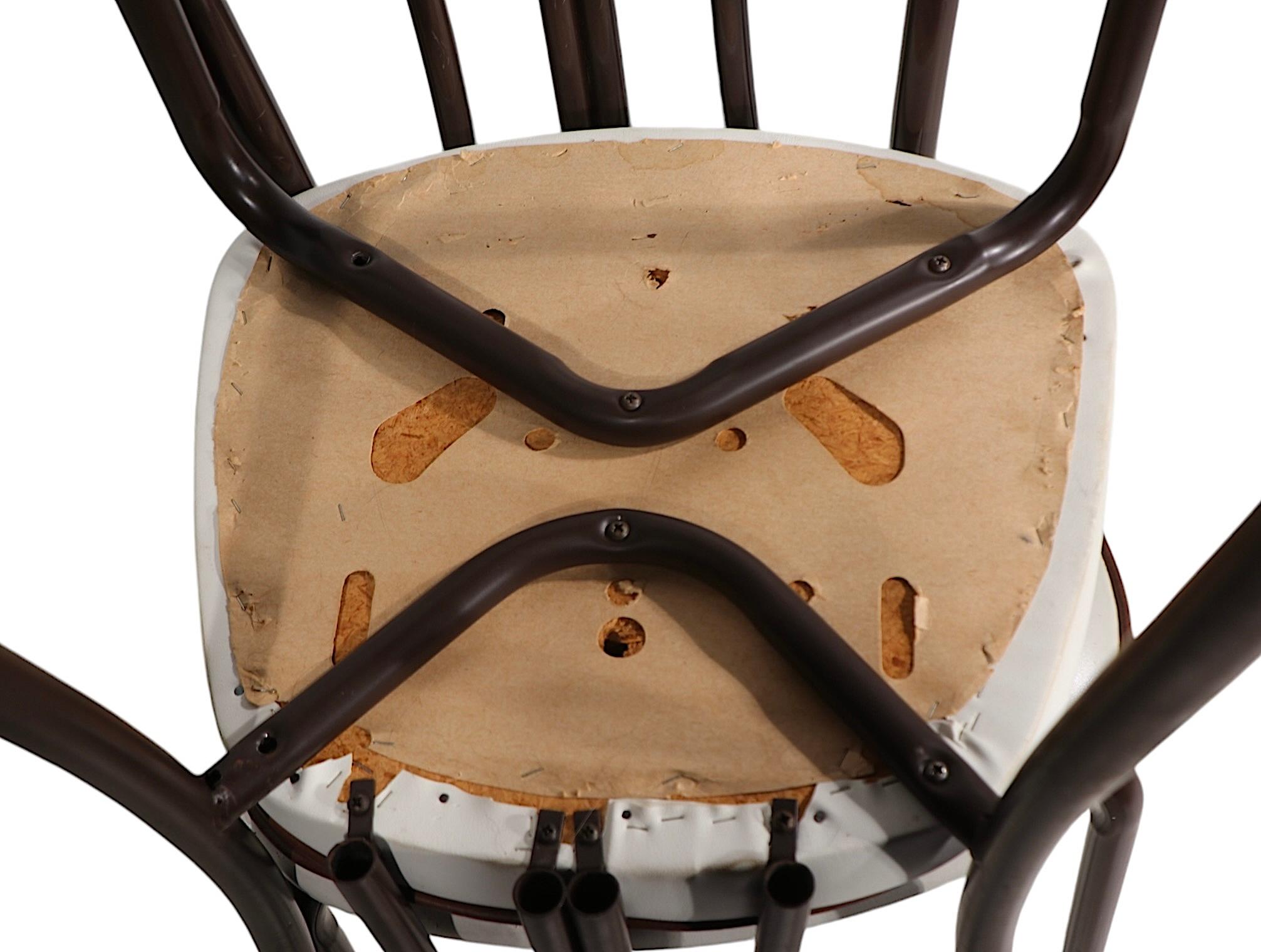Set of Six Metal  Kitchen Dining Cafe Bistro Chairs after Thonet c. 1970's For Sale 9