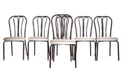 Set of Six Metal  Kitchen Dining Cafe Bistro Chairs after Thonet c. 1970's