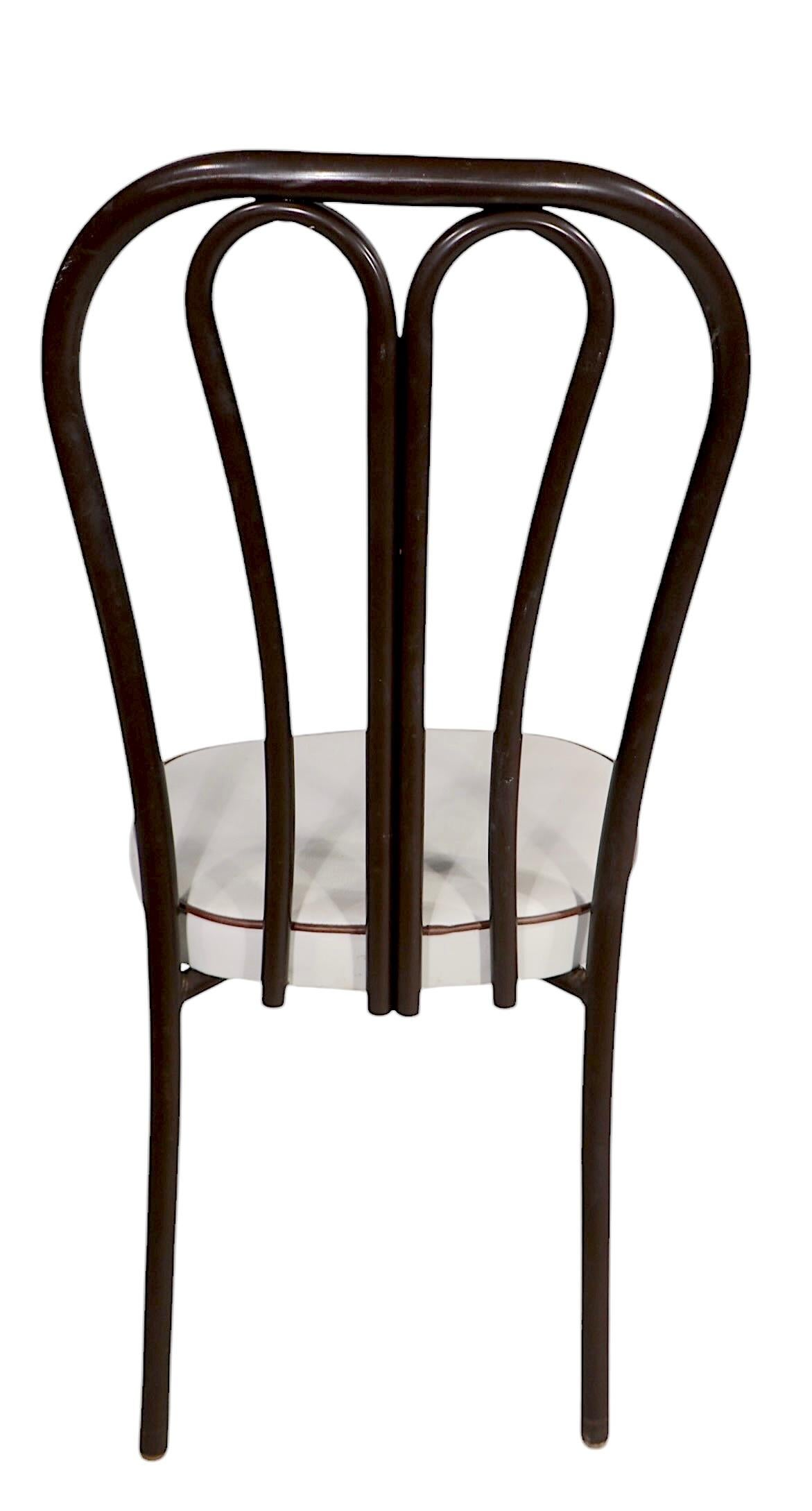 20th Century Set of Six Metal  Kitchen Dining Cafe Bistro Chairs after Thonet c. 1970's For Sale