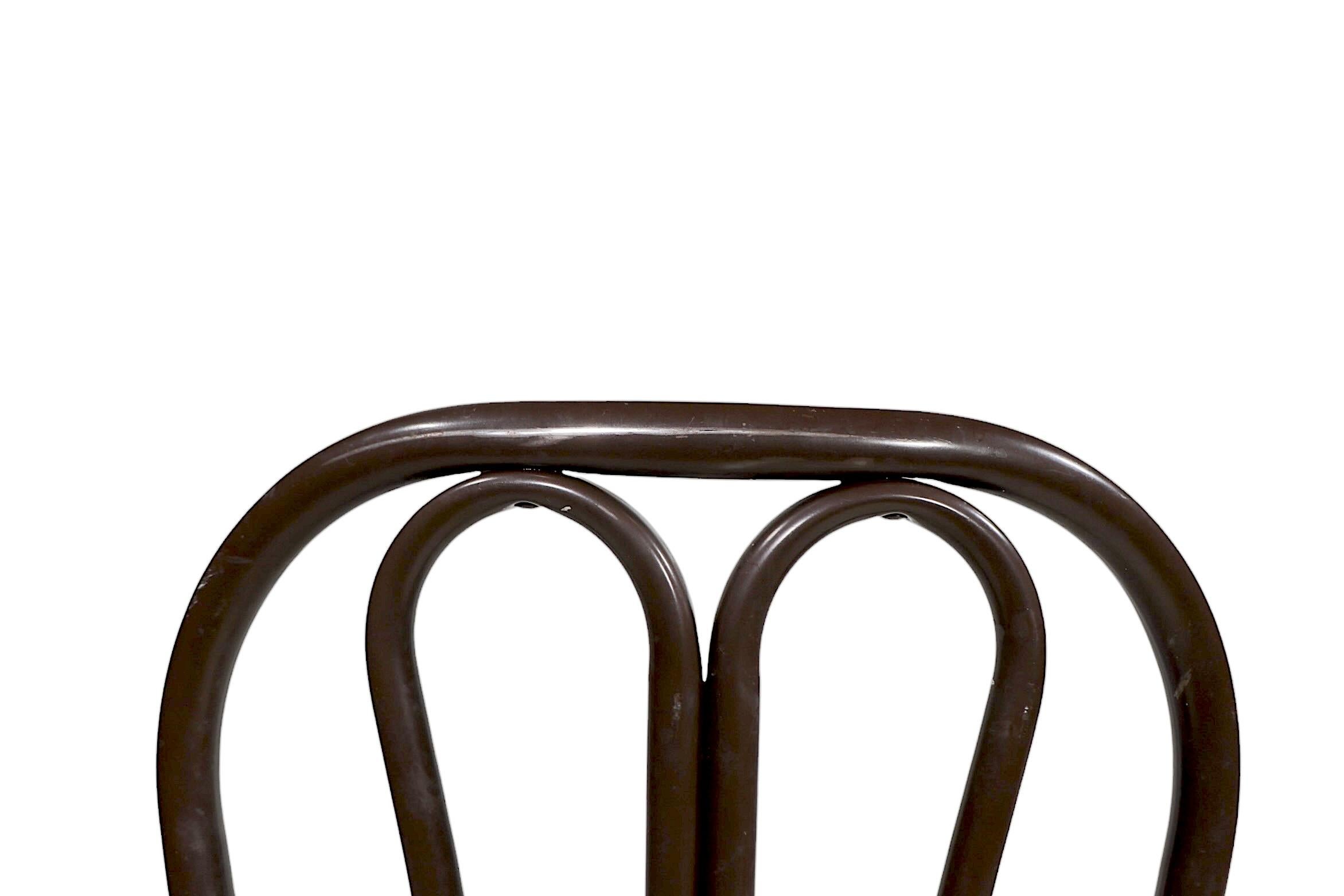 Set of Six Metal  Kitchen Dining Cafe Bistro Chairs after Thonet c. 1970's For Sale 1