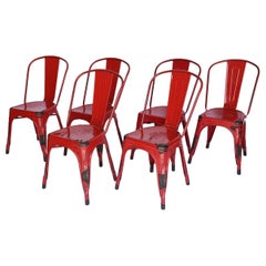 Retro Set of Six Metal Tolix Chairs