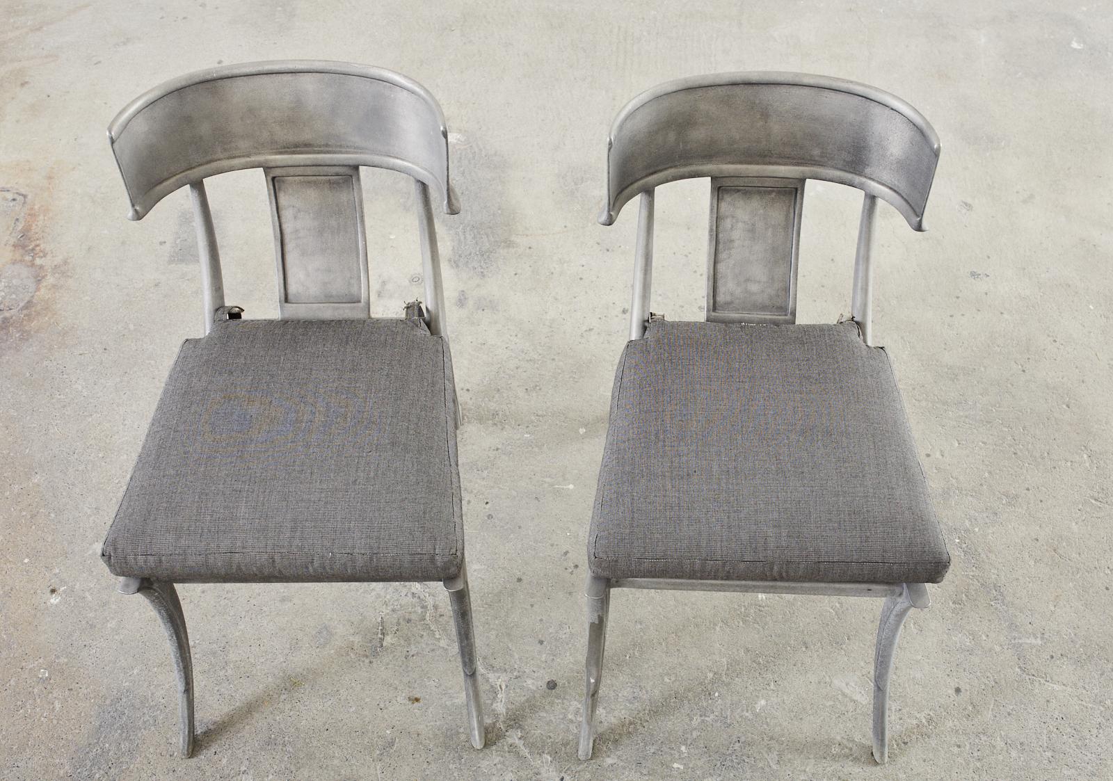 Set of Six Michael Taylor Metal Klismos Garden Chairs In Good Condition In Rio Vista, CA