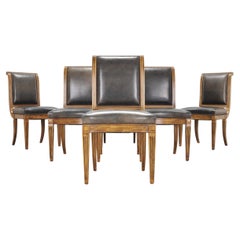 Juego de seis sillas de comedor de cuero de Michael Taylor, estilo Regency