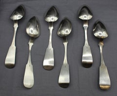 Set of Six Mid-19th Century Coin Silver Tablespoons by G.O. Conrad