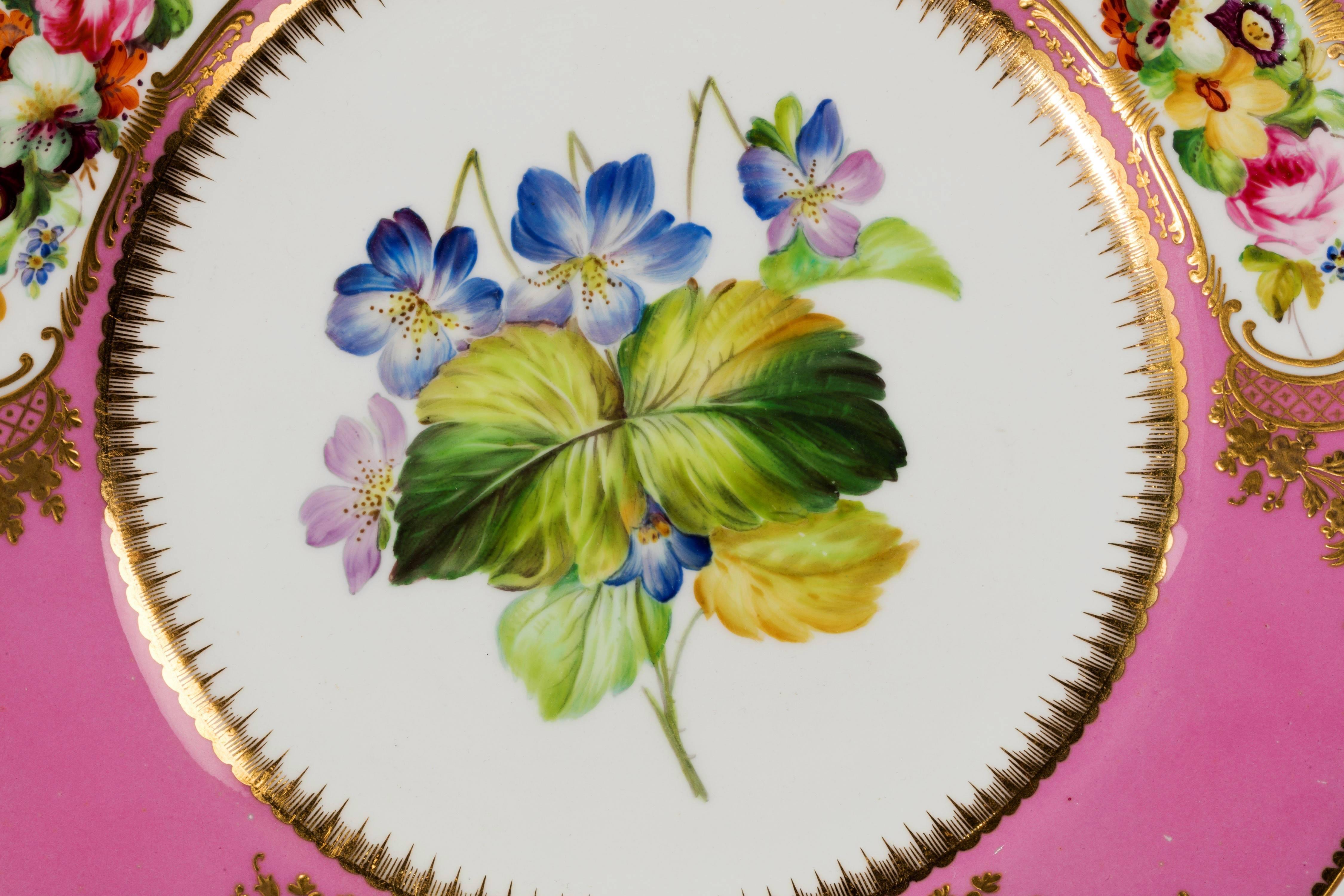 Set of Six Mid-19th Century Porcelain Botanical Plates Retailed by Daniell 2