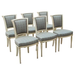 Set of Six Mid-20th Century Directoire Style Painted Dining Chairs, Side Chairs