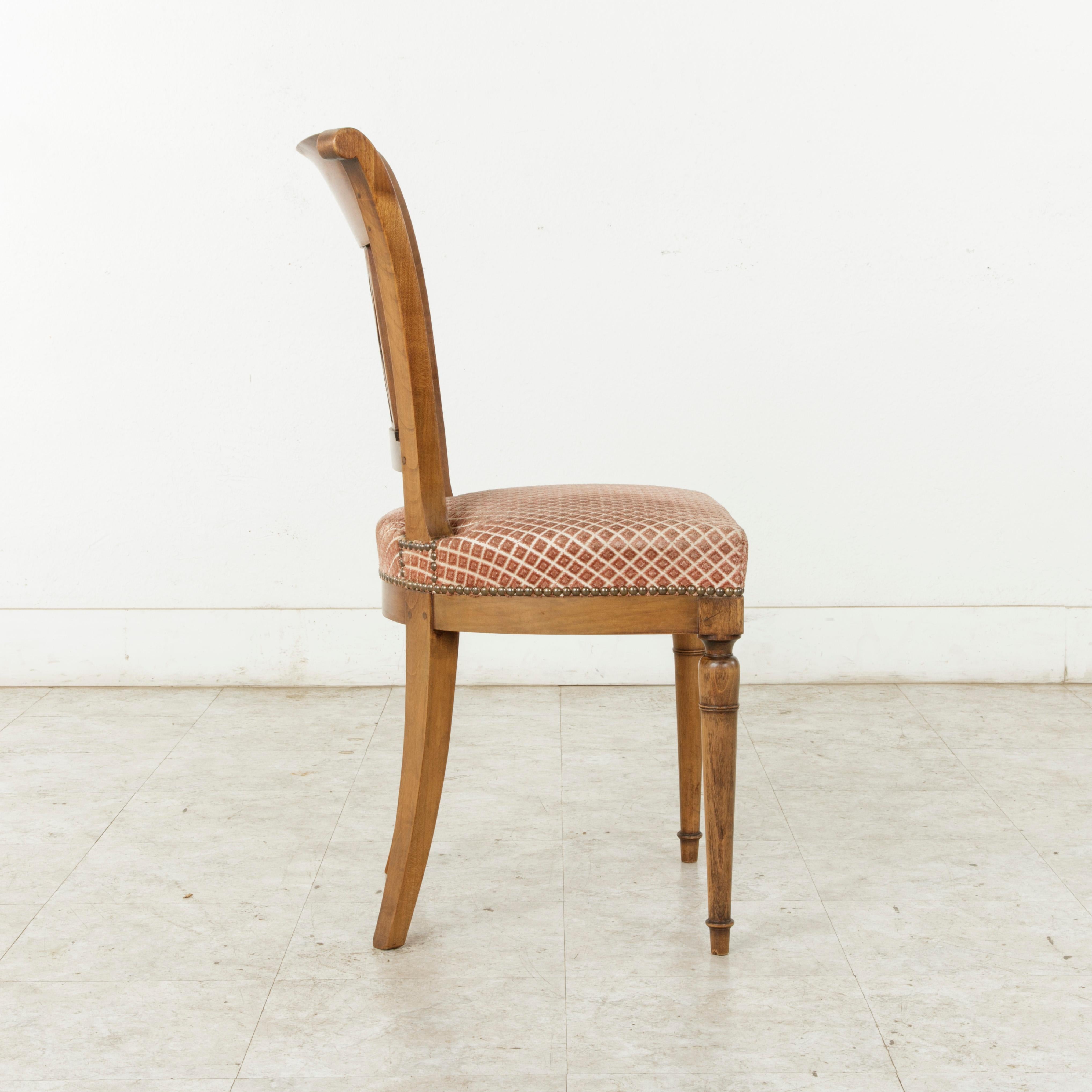 Set of Six Mid-20th Century French Directoire Style Walnut Dining Side Chairs 3